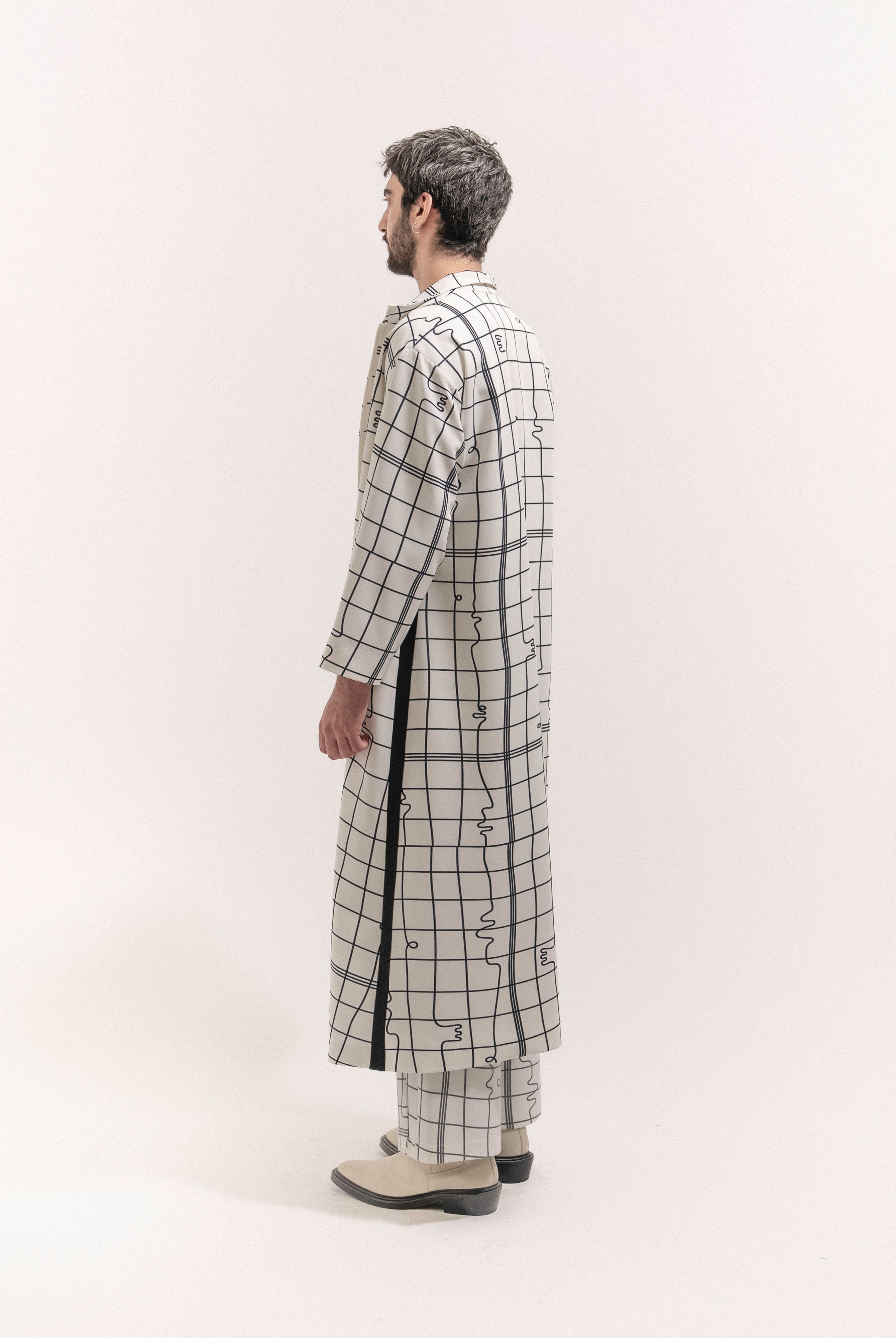 Grid Print Coat Male - 1