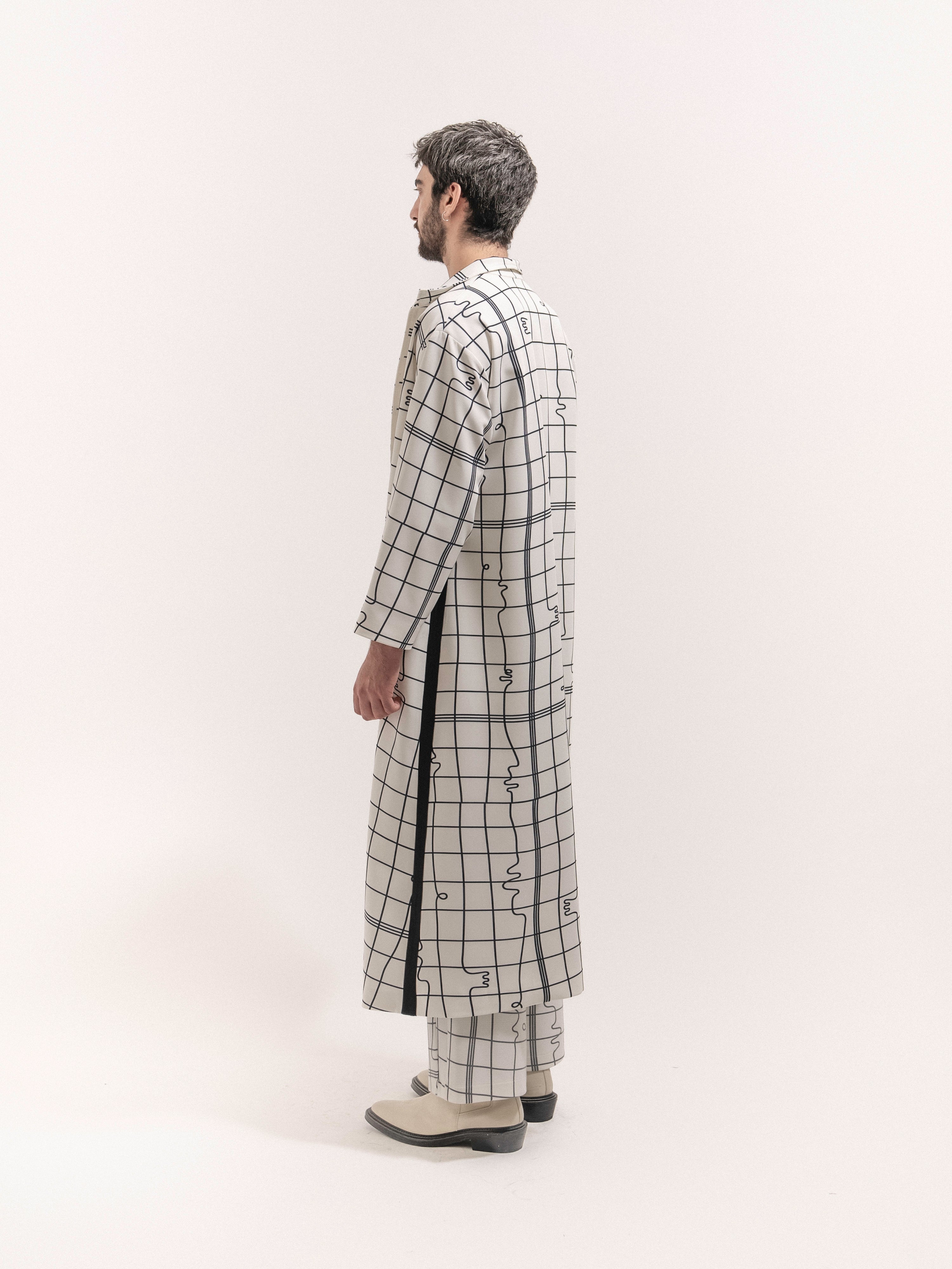 Grid Print Coat Male - 1