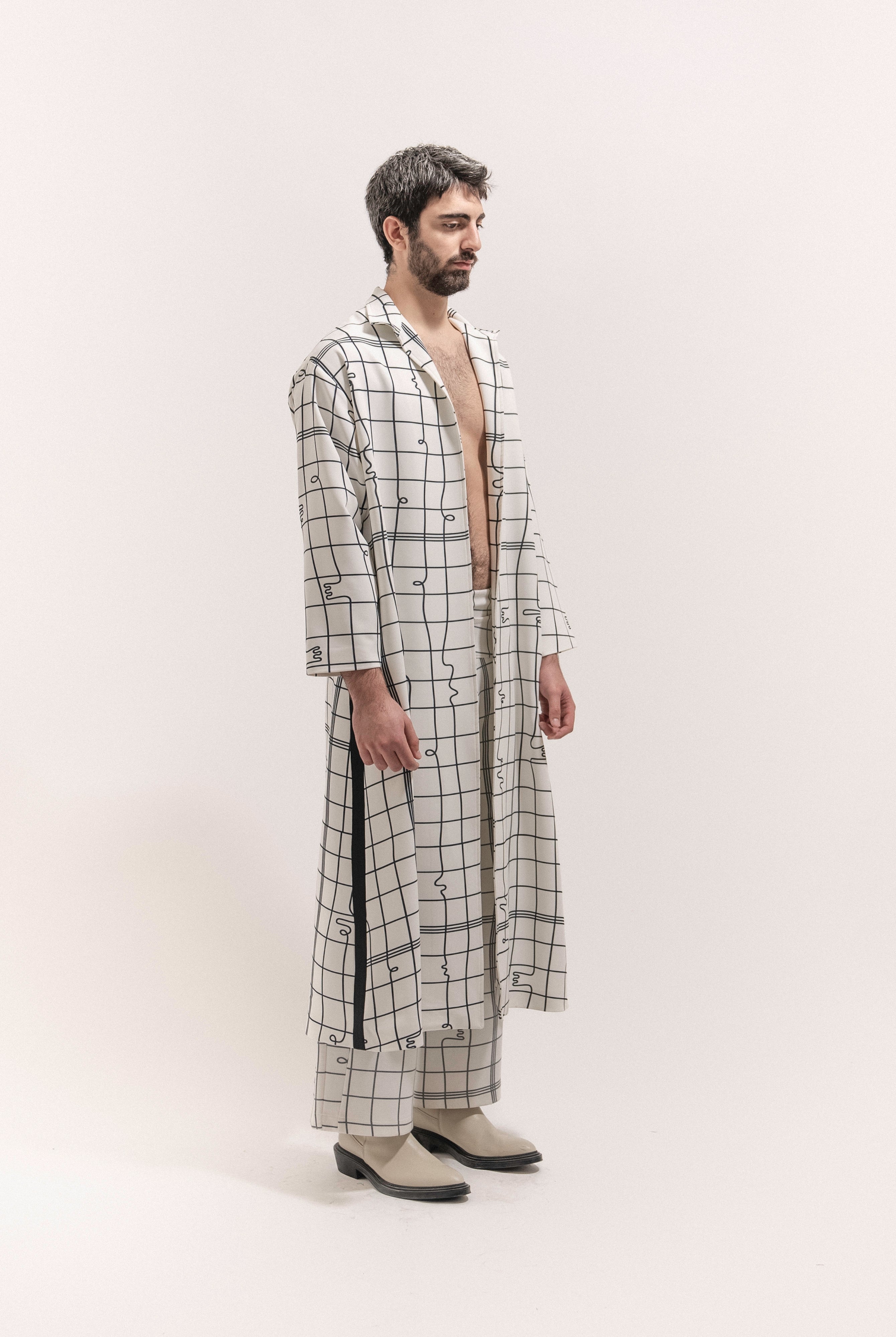 Grid Print Coat Male - 2