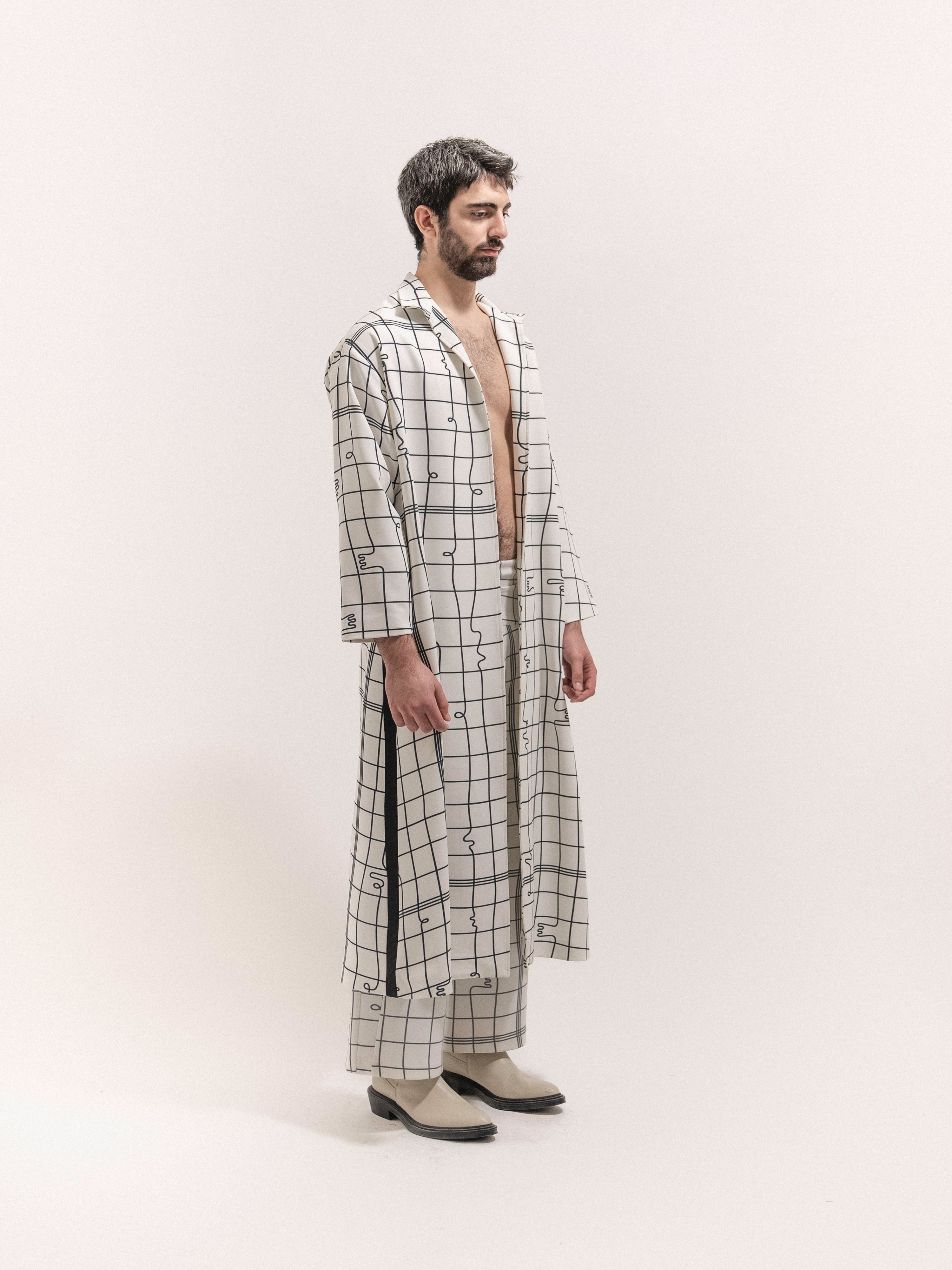 Grid Print Coat Male - 2