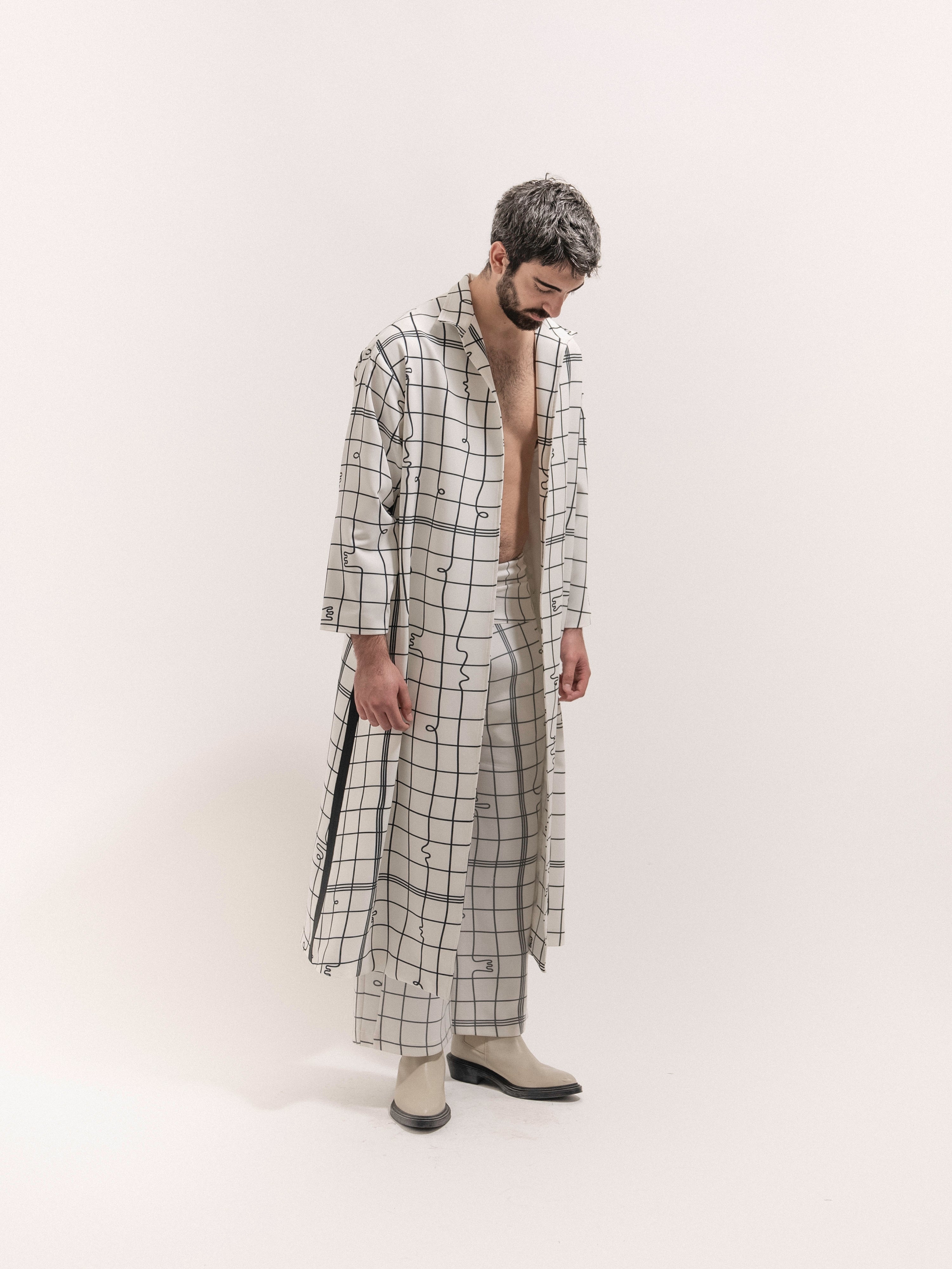 Grid Print Coat Male - 3