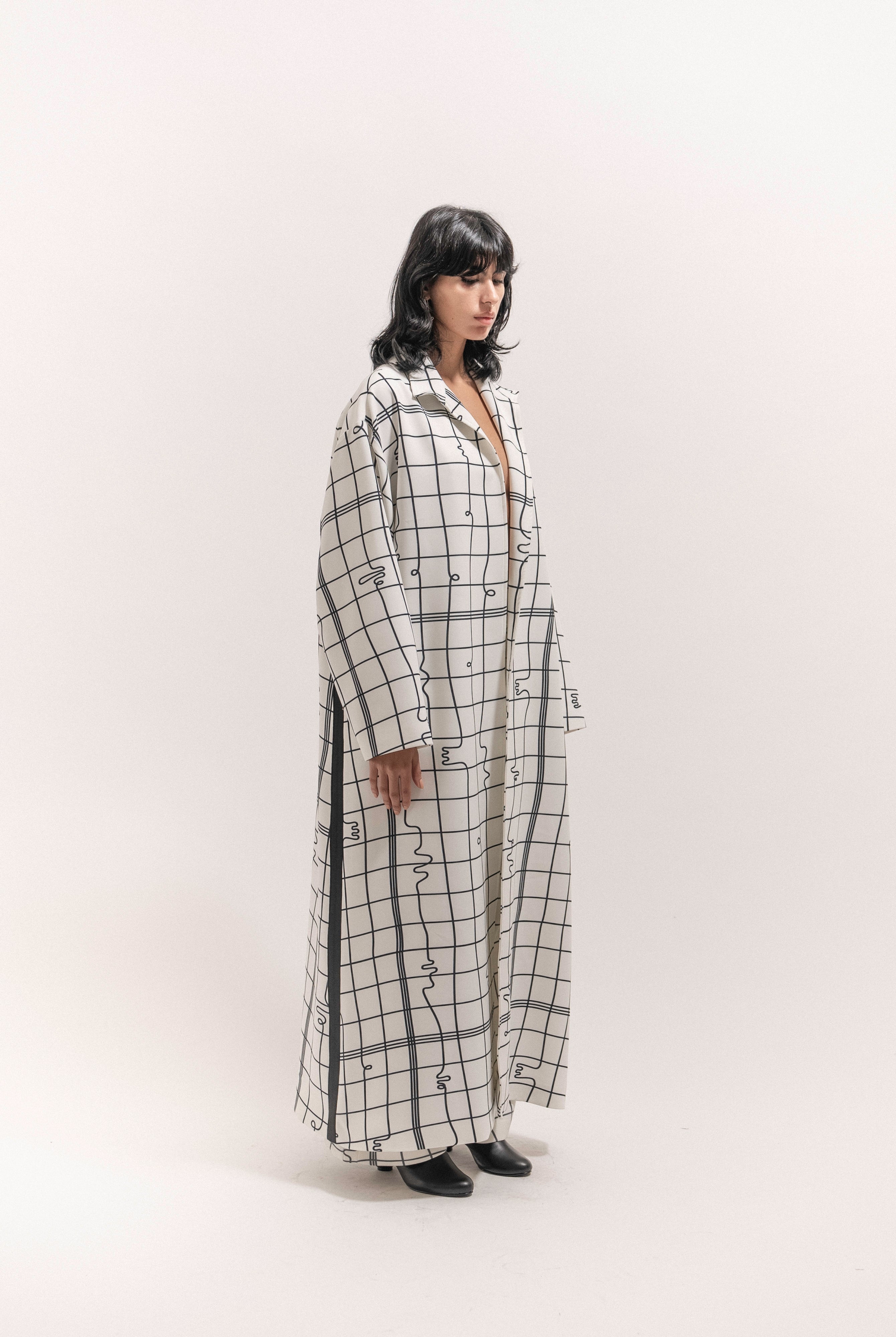 Grid Print Coat - 2
