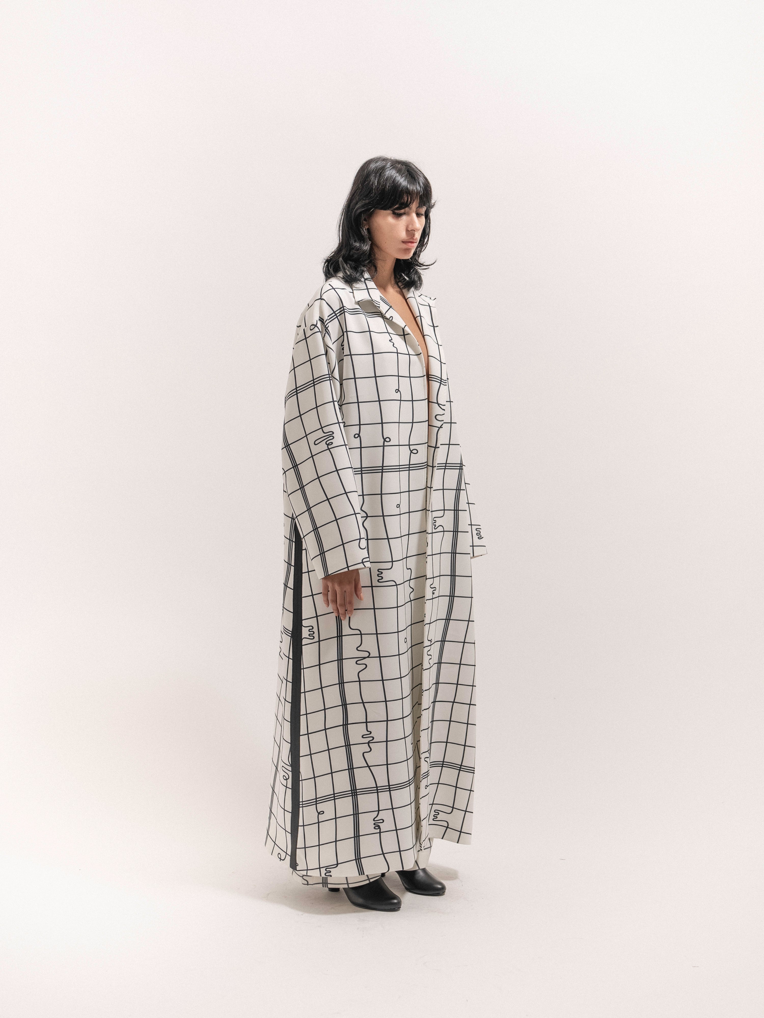 Grid Print Coat - 2