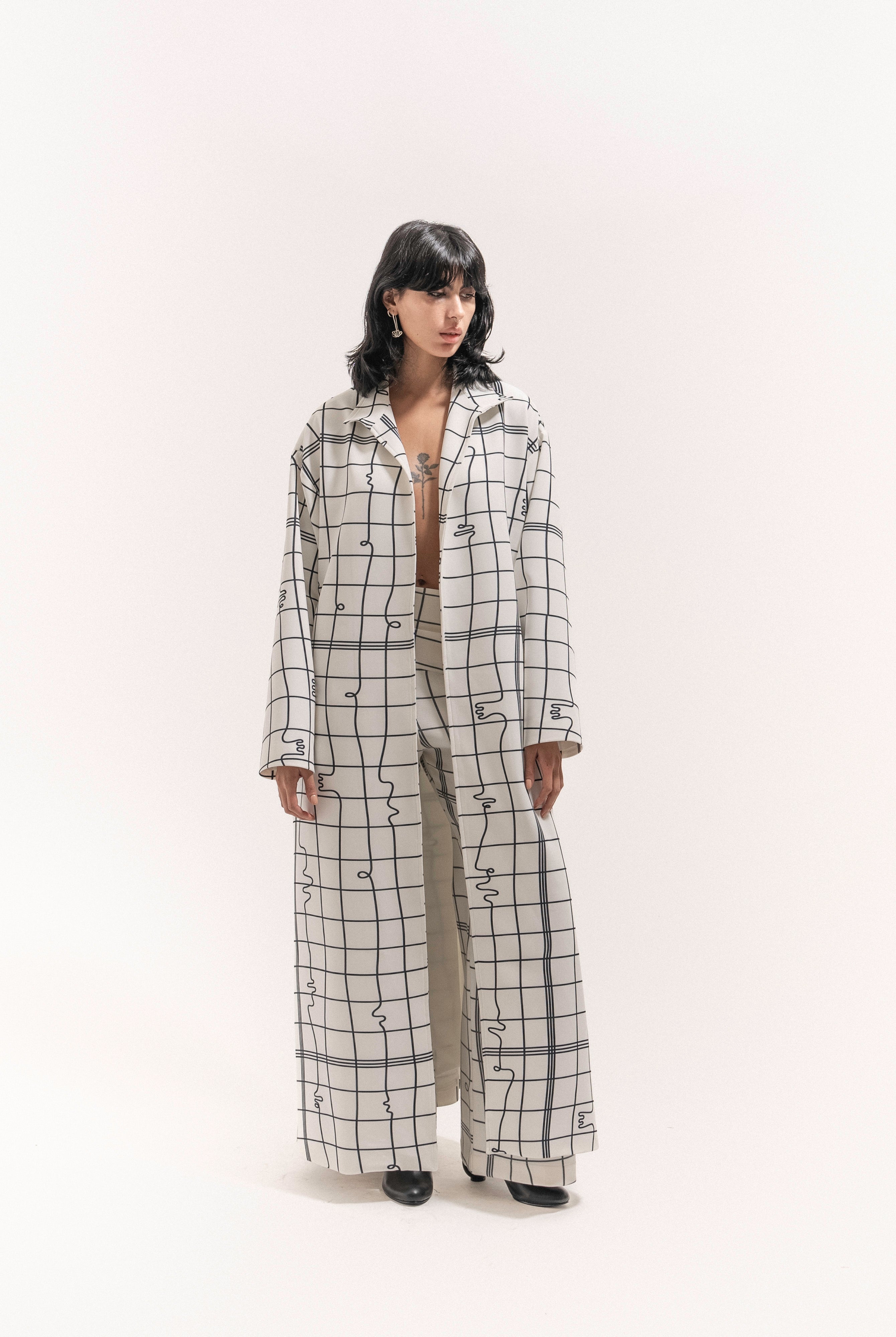 Grid Print Coat - 4