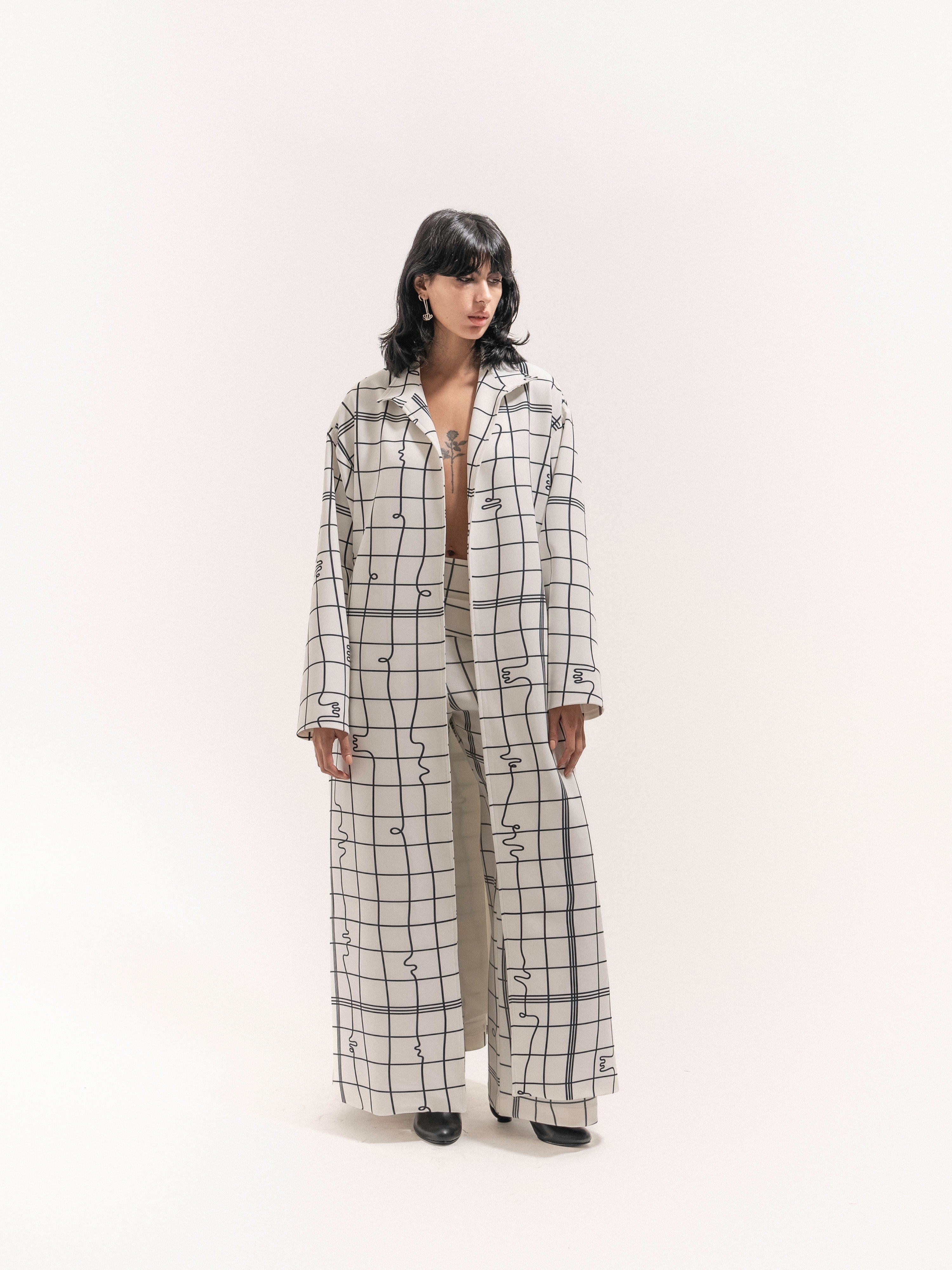 Grid Print Coat - 4