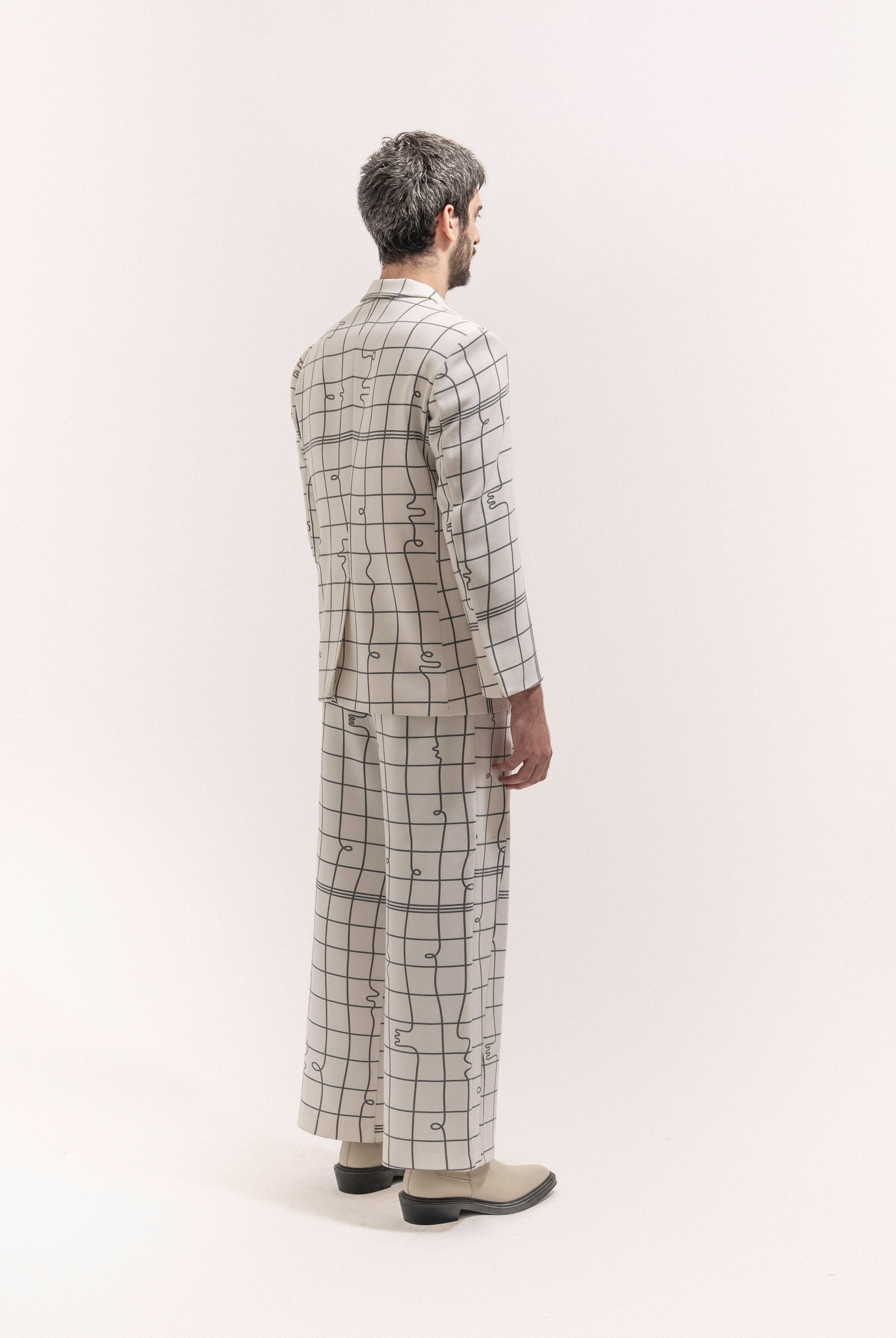 Grid Print Suit Male - 1