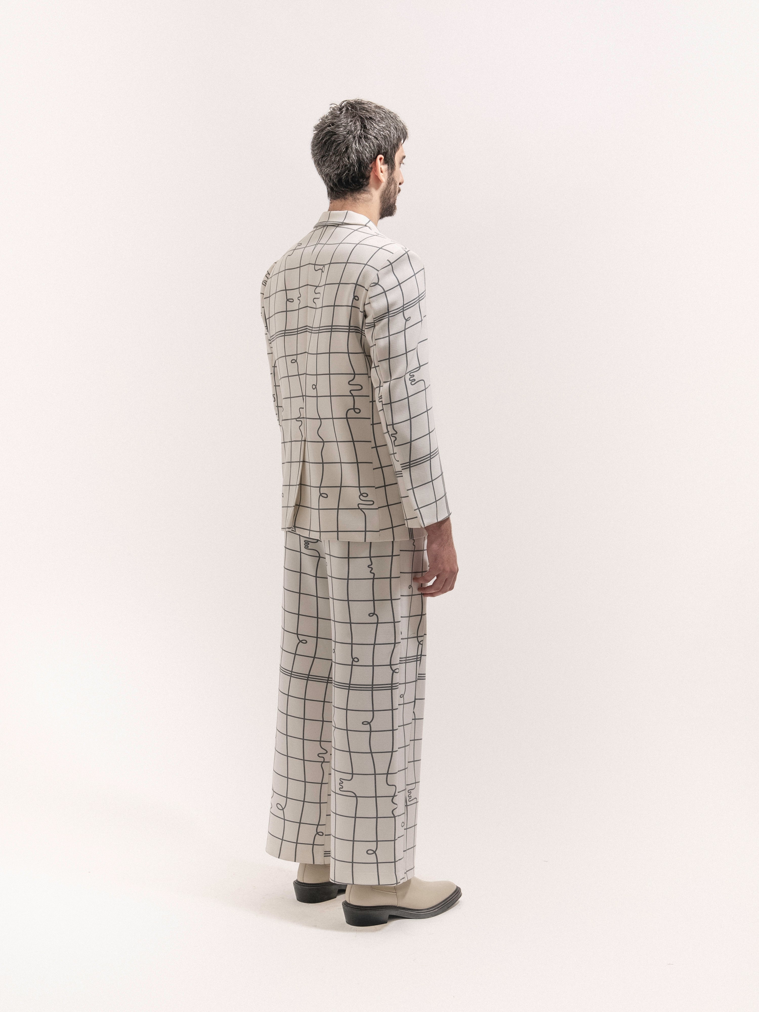 Grid Print Suit Male - 1