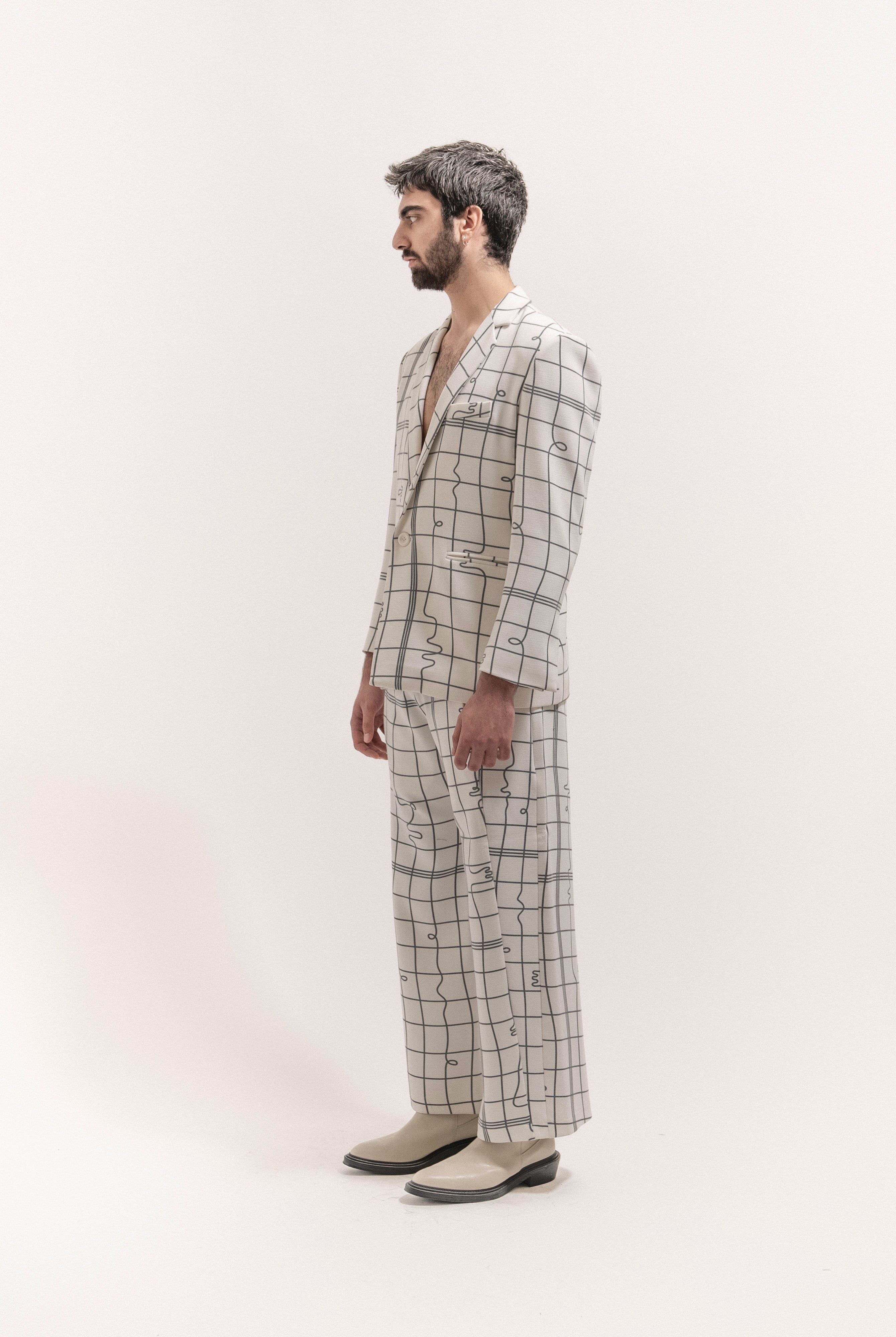 Grid Print Suit Male - 2