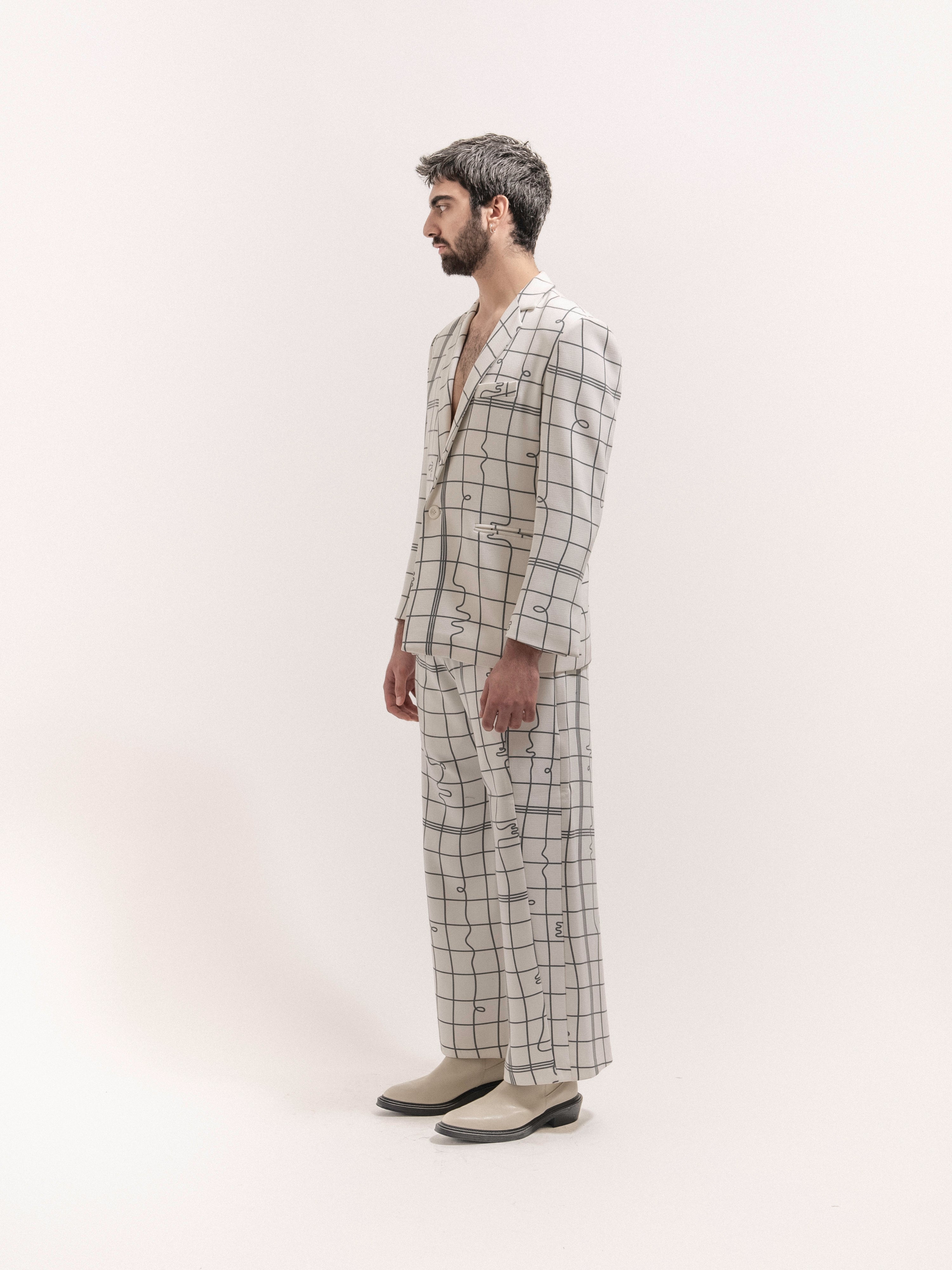 Grid Print Suit Male - 2