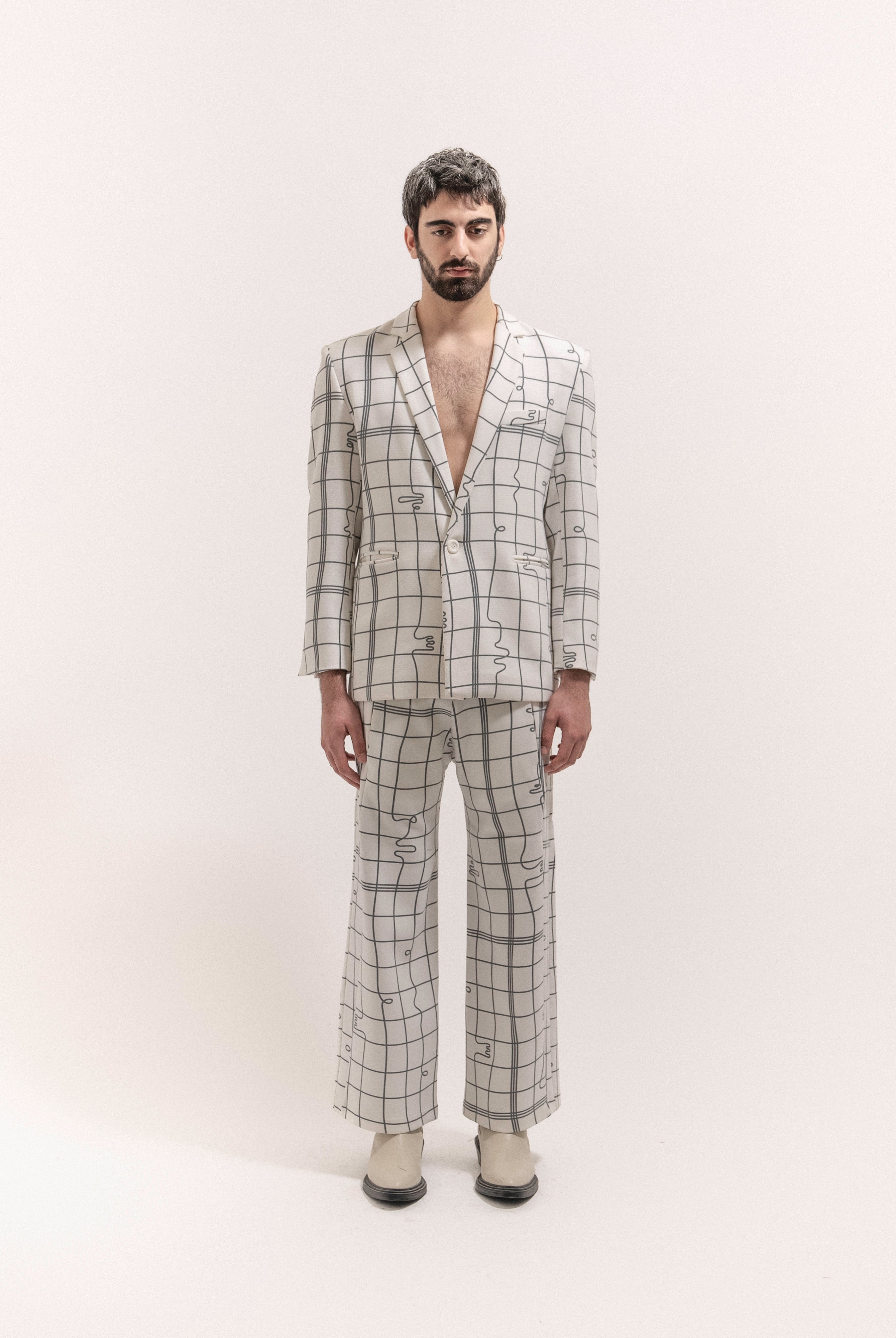 Grid Print Suit Male - 5