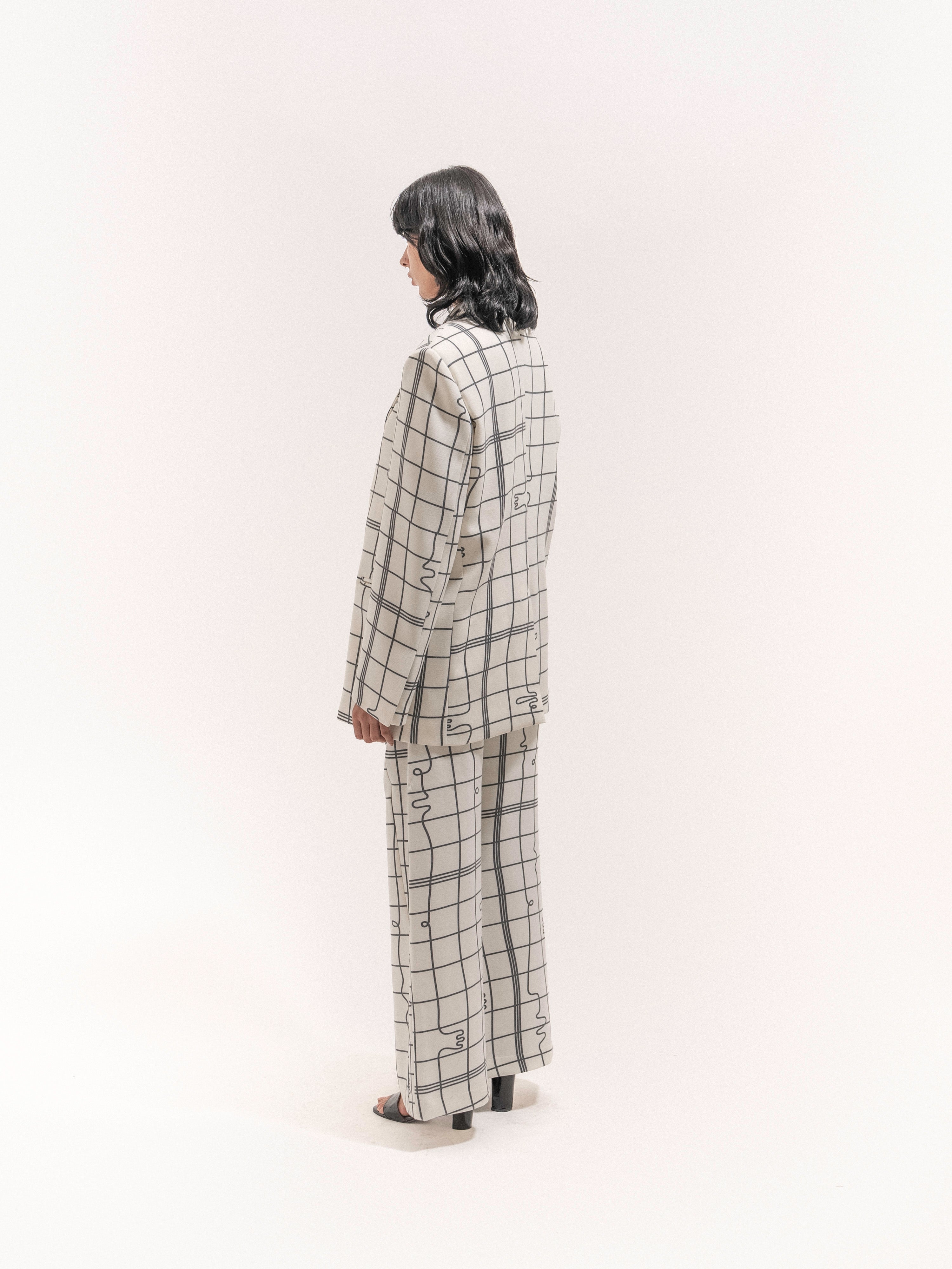 Grid Print Suit - 1