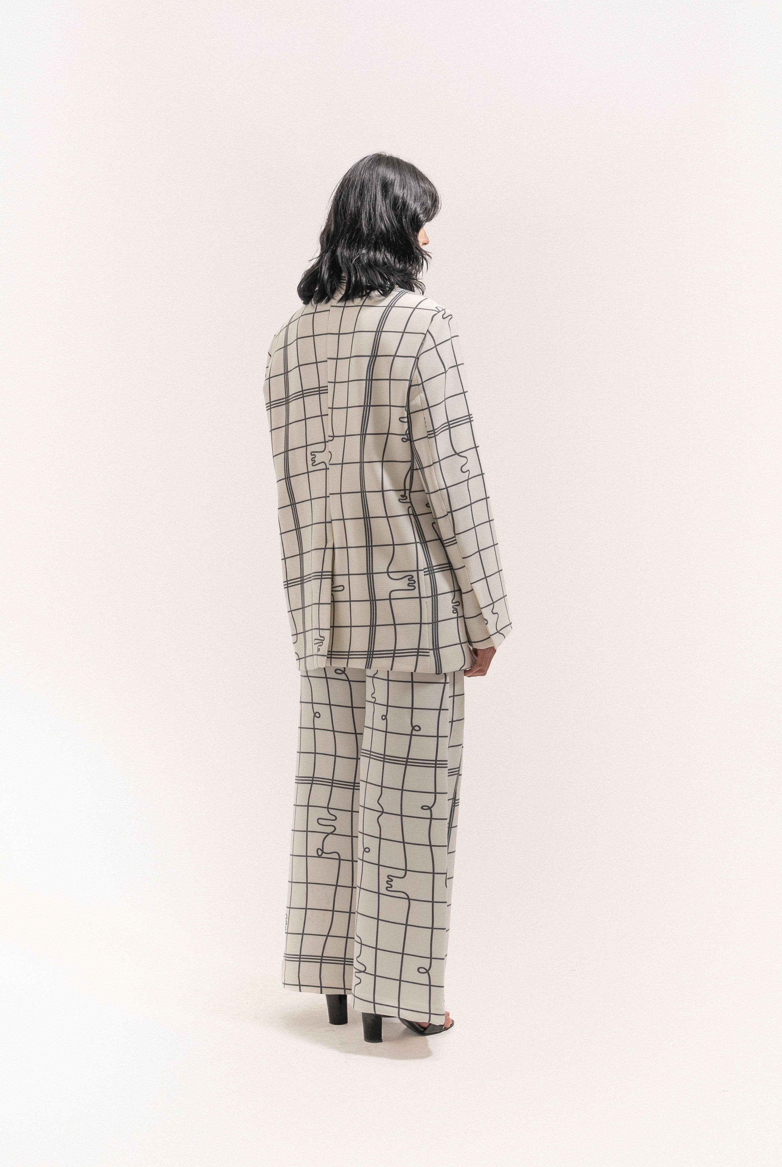 Grid Print Suit - 2