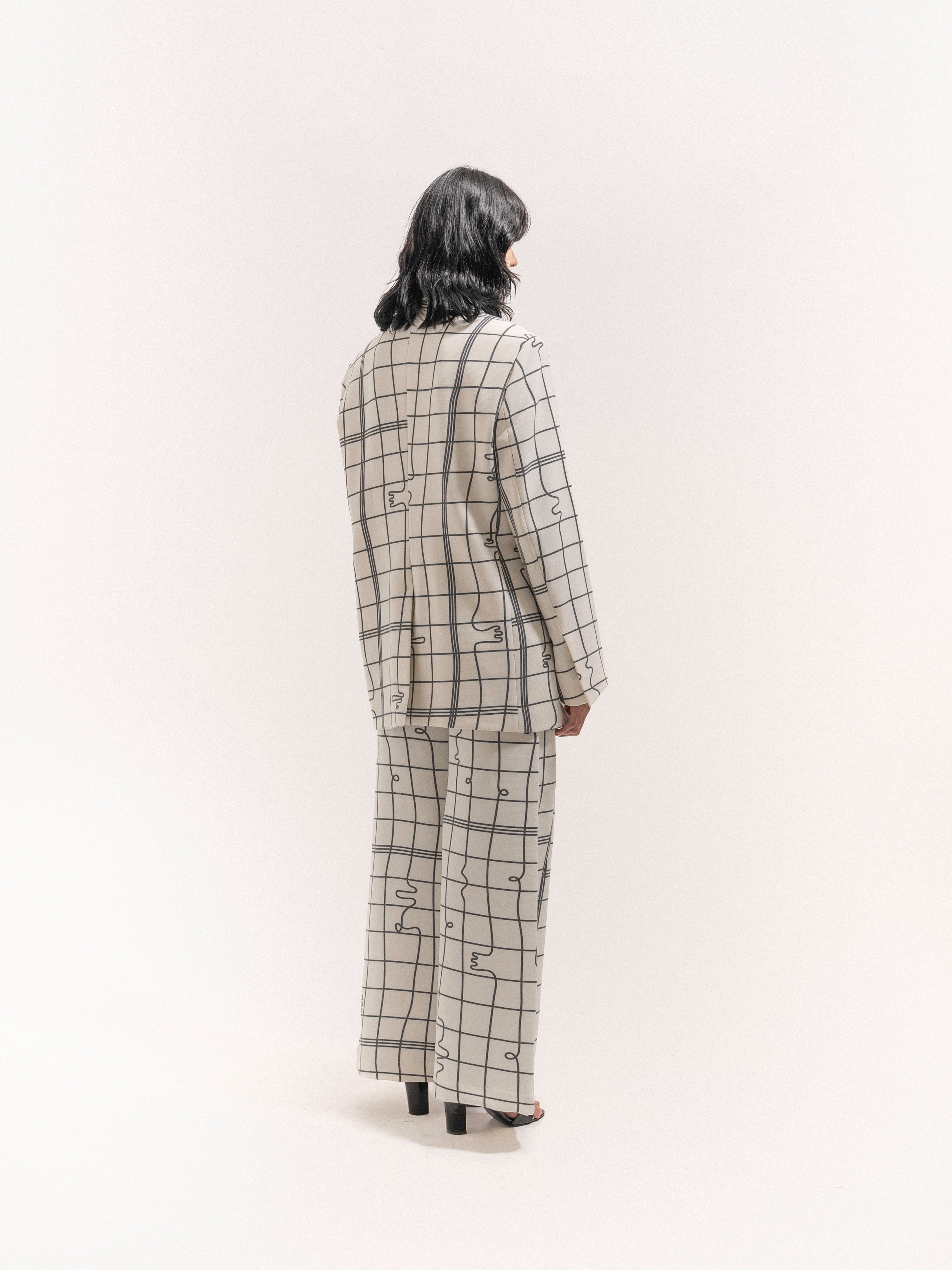 Grid Print Suit - 2