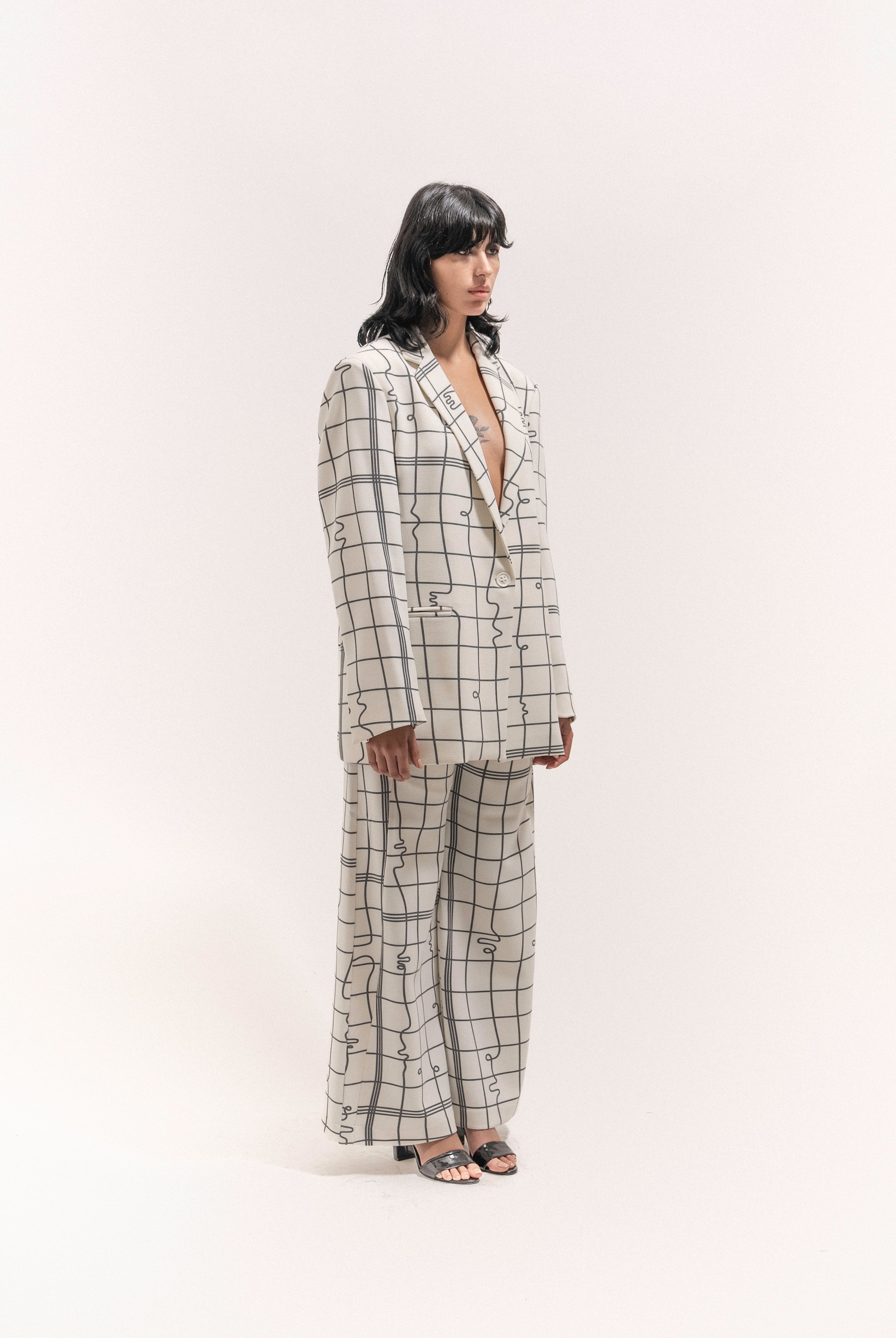 Grid Print Suit - 3