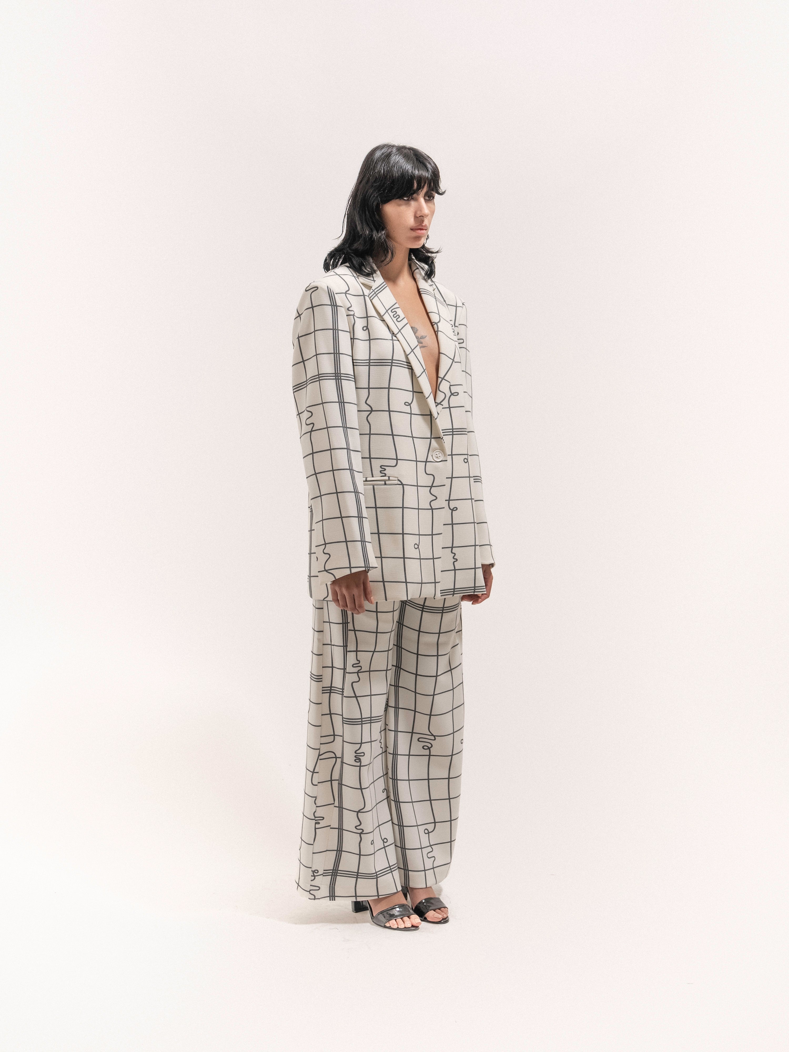 Grid Print Suit - 3