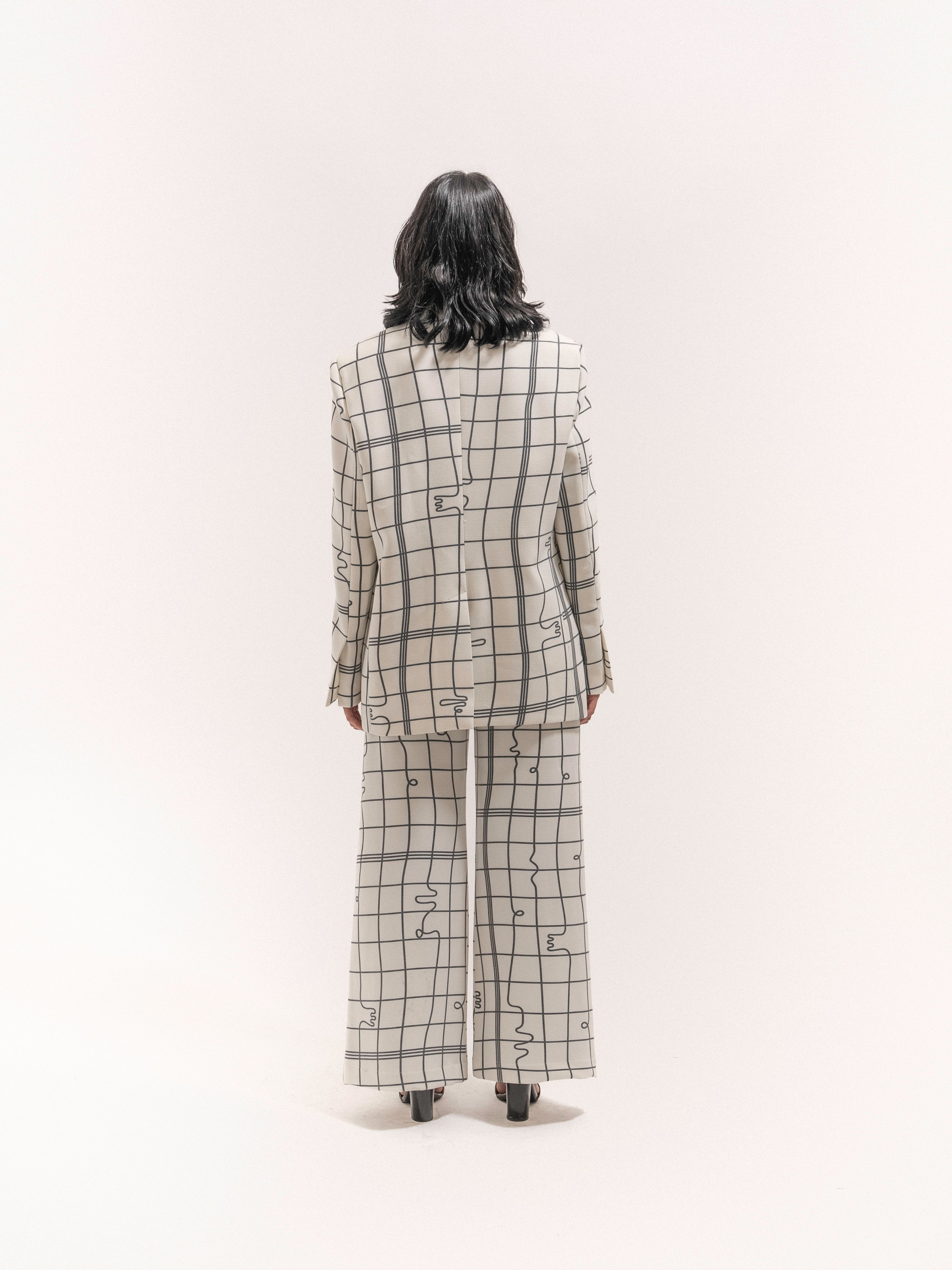 Grid Print Suit - 4