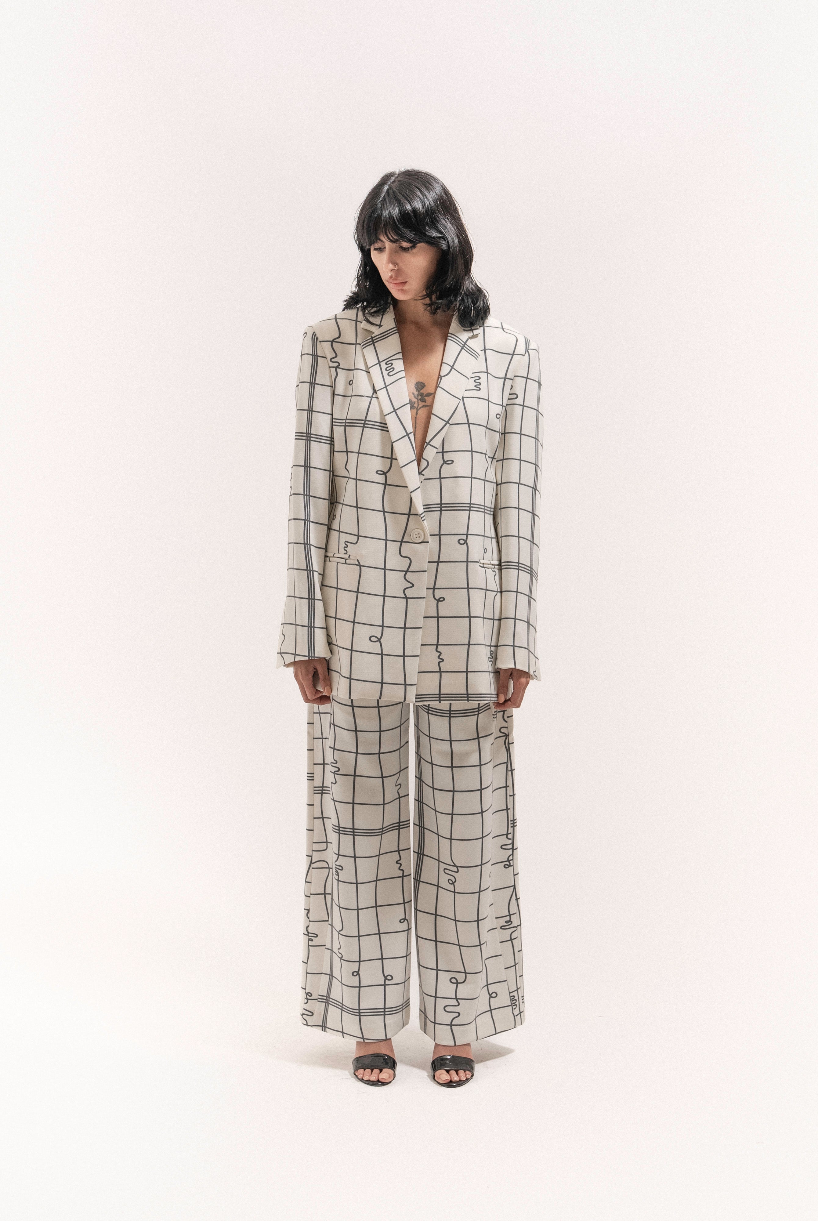 Grid Print Suit - 5