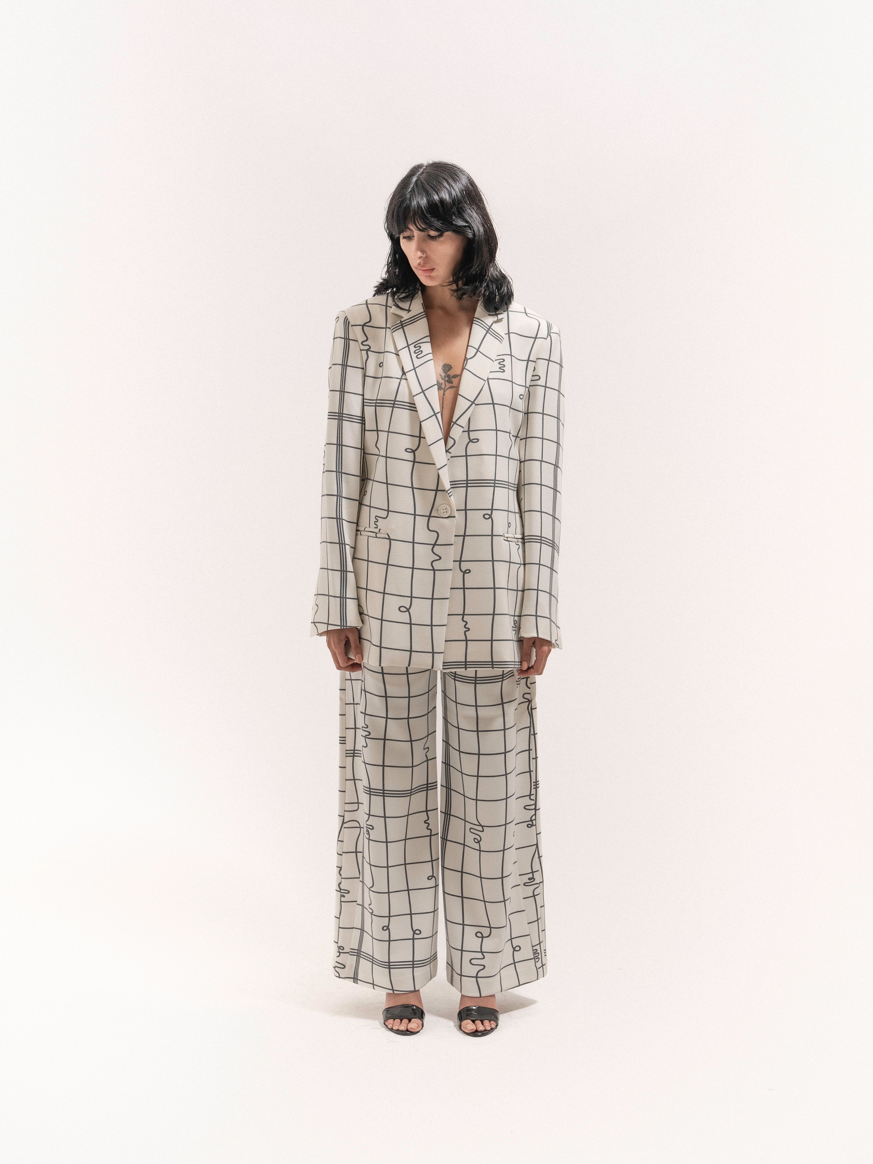 Grid Print Suit - 5