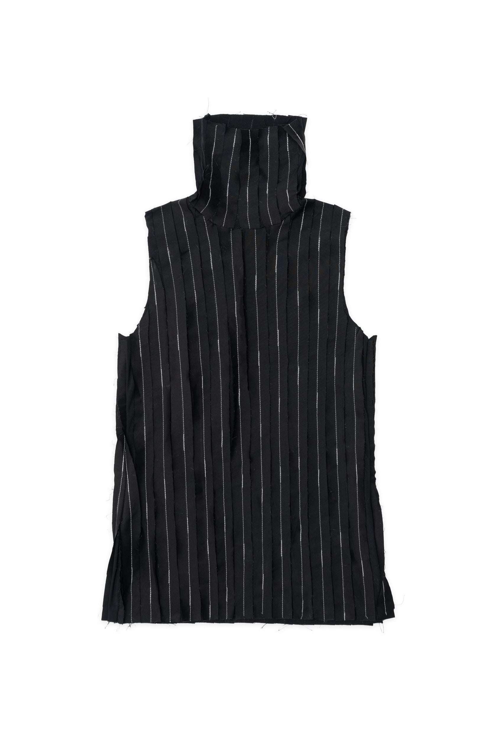 The Shredded TurtleNeck Top - Black on Black - 1