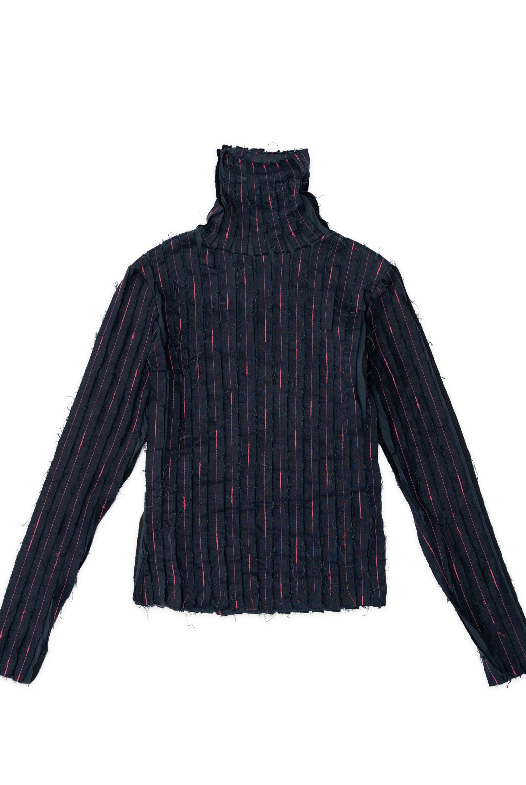 The Shredded Turtule Neck Top - Navy Blue - 1