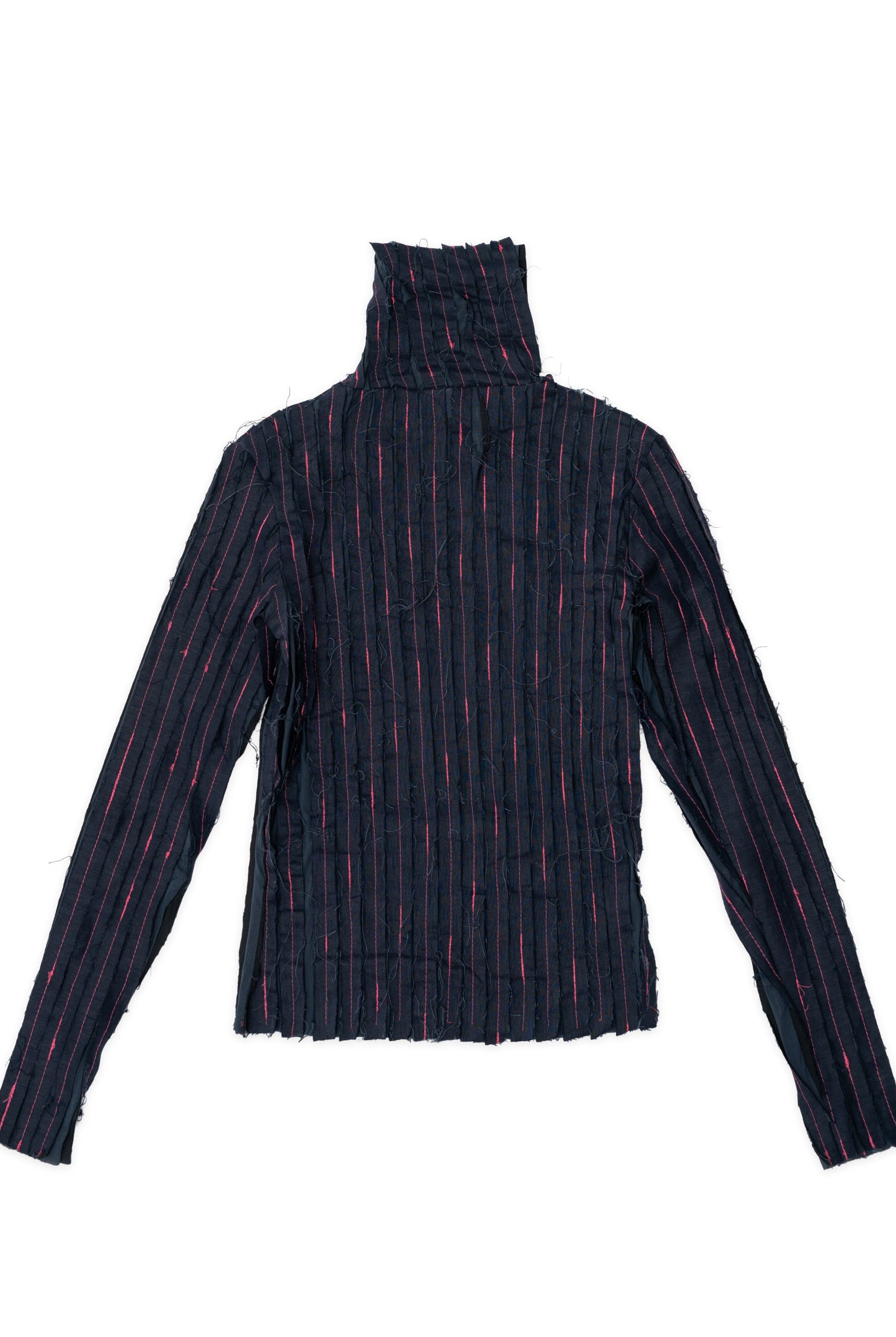 The Shredded Turtule Neck Top - Navy Blue - 2