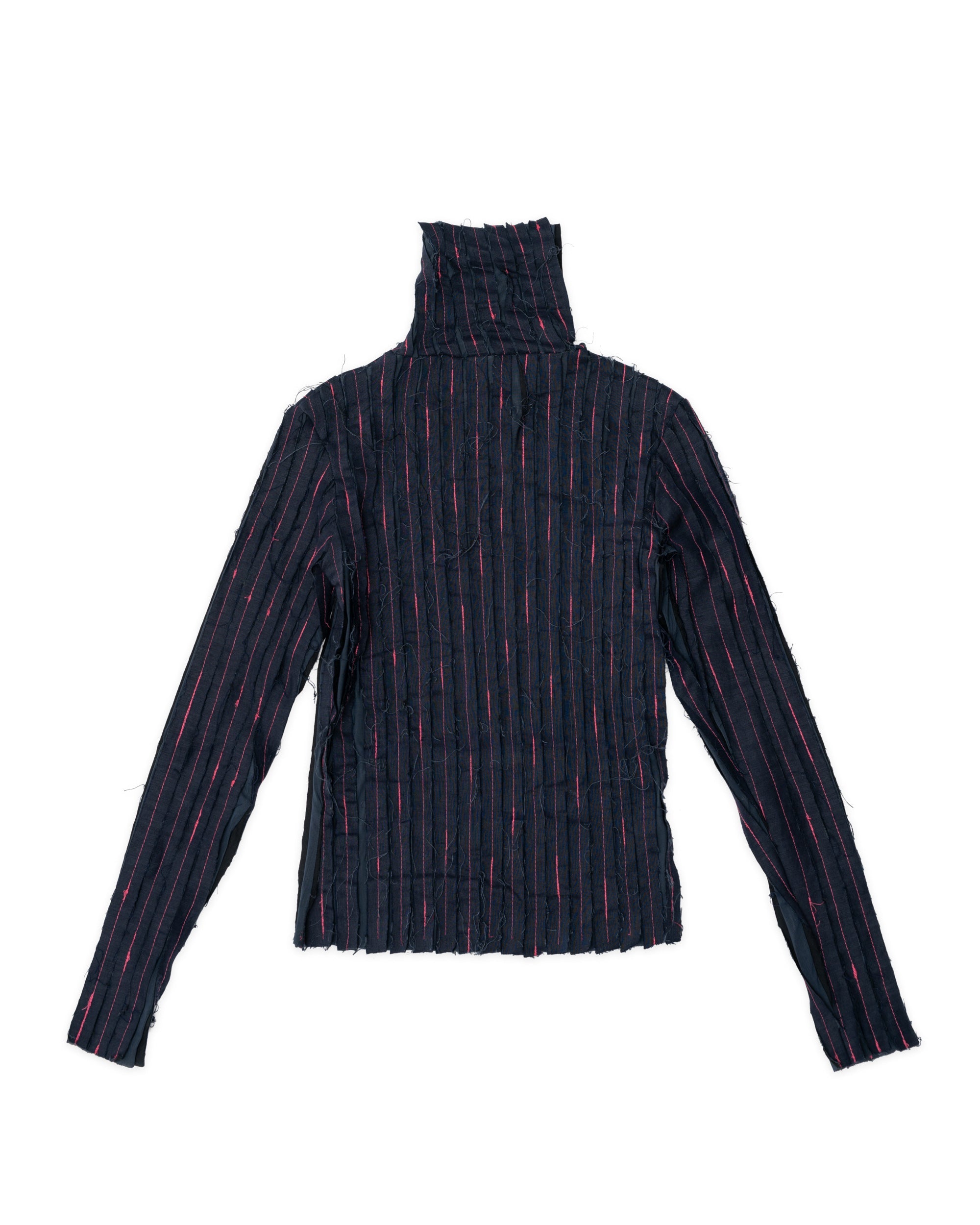 The Shredded Turtule Neck Top - Navy Blue - 2