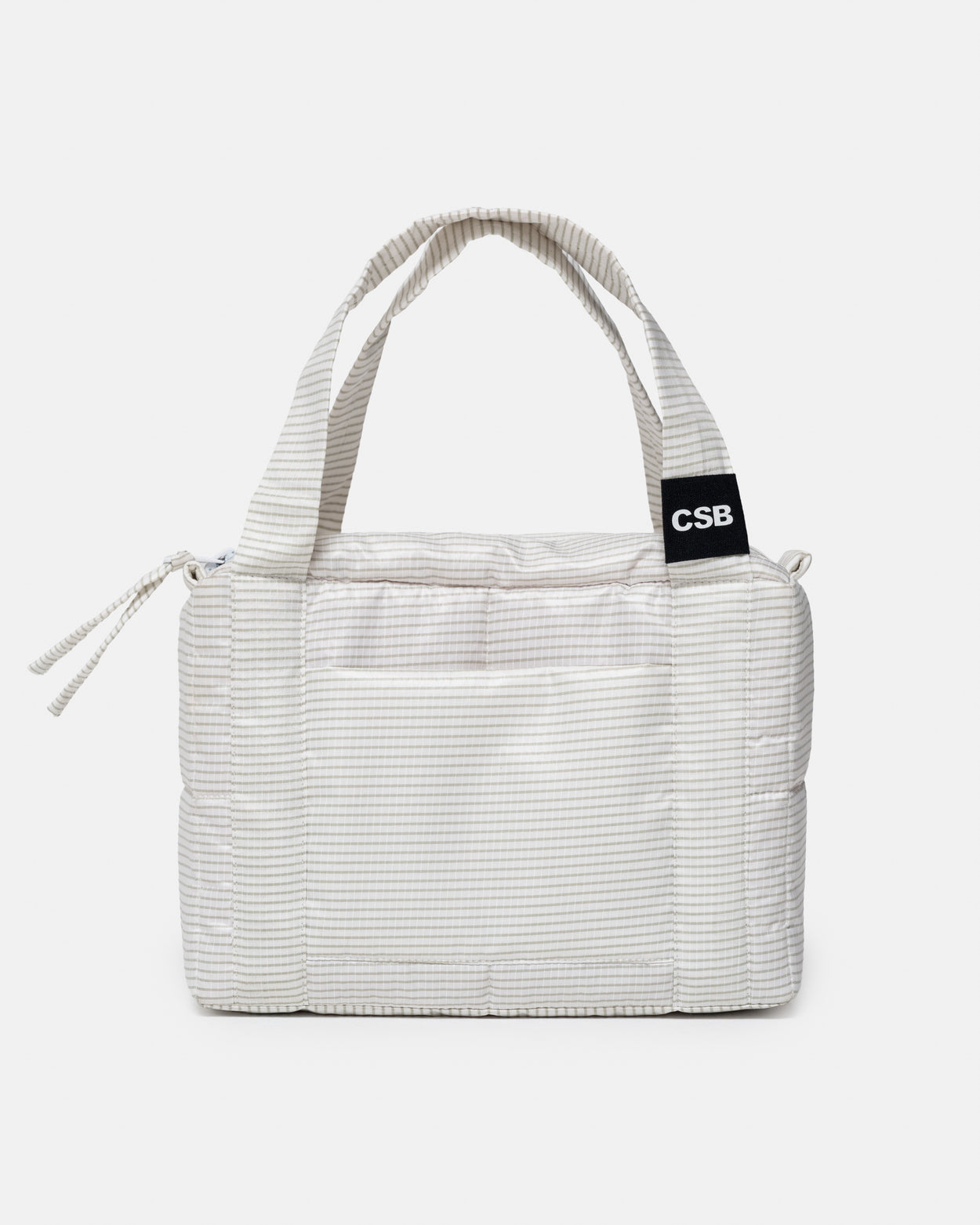 Striped White Mini Puffer Bag