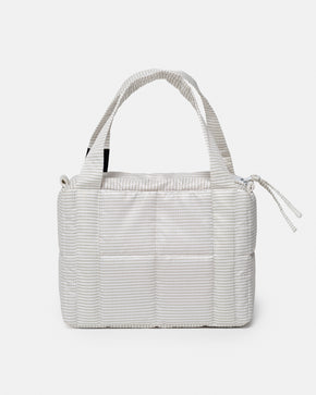 Striped White Mini Puffer Bag