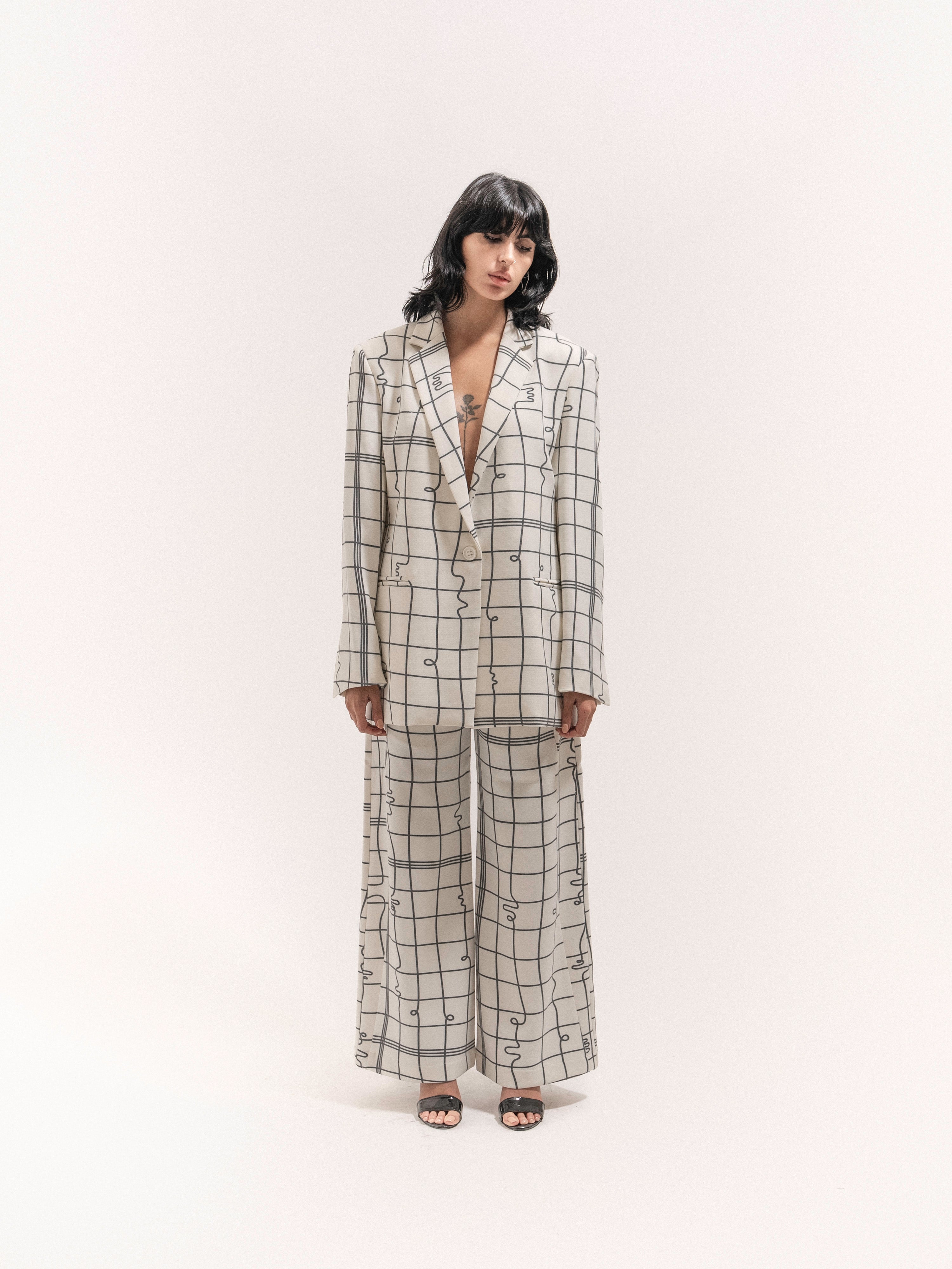 Grid Print Suit - 6