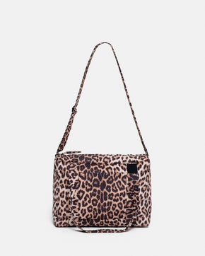 Leopard midi puffer bag