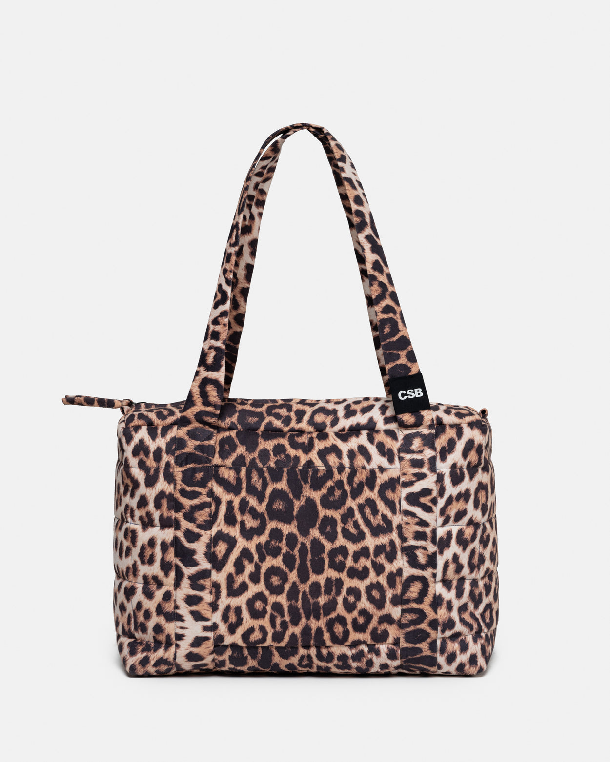 Leopard midi puffer bag