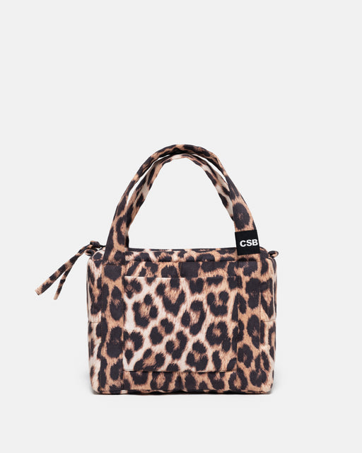 Leopard mini puffer bag