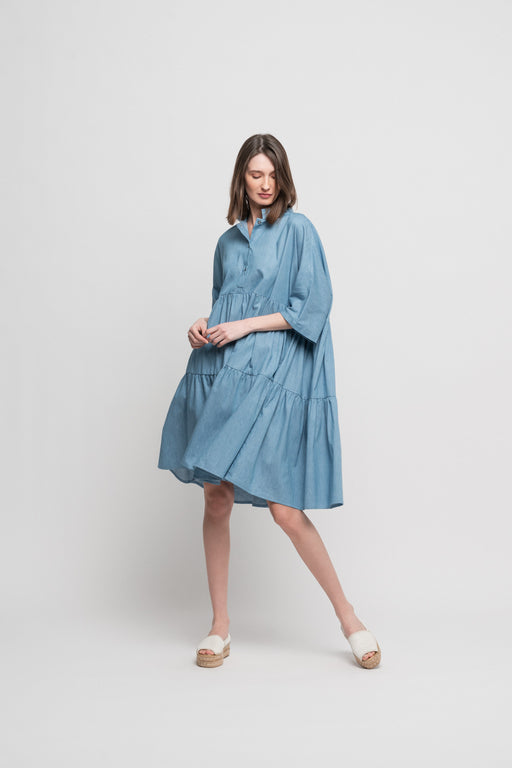 Blue Skies Two Ruffle Dress