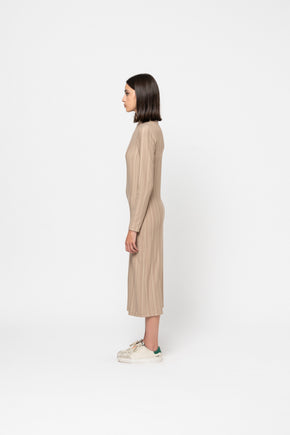 The Classic Beige Turtleneck Dress