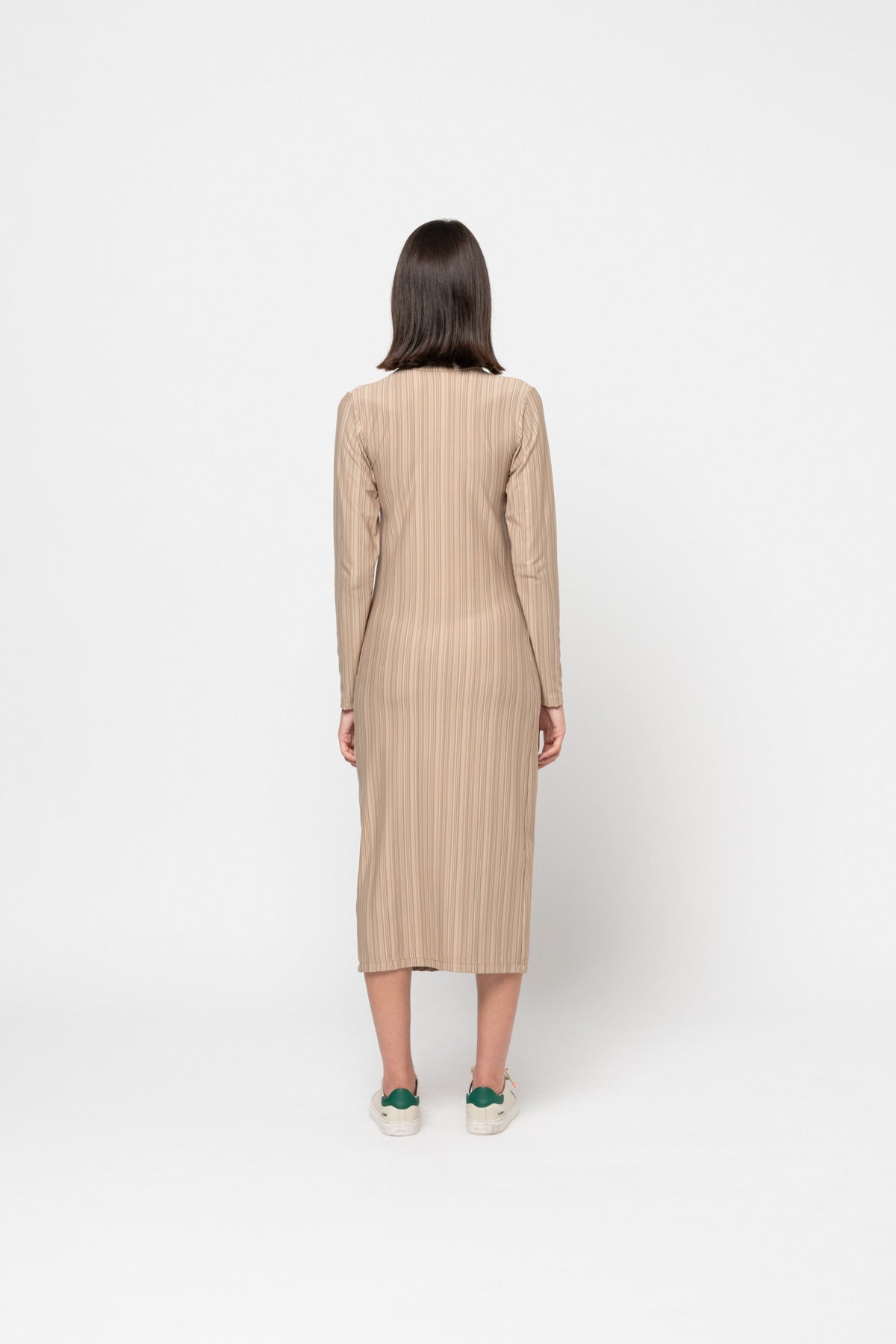 The Classic Beige Turtleneck Dress