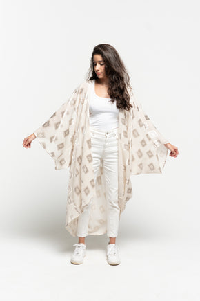 White Asymmetric Drape Cape