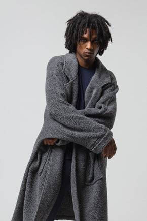 Grey Fluffy Wool Coat