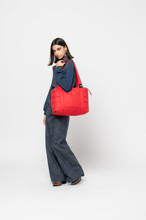 The Midi Blood Red Puffer Bag