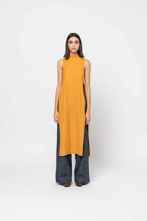 The Mustard Side-slit Turtleneck