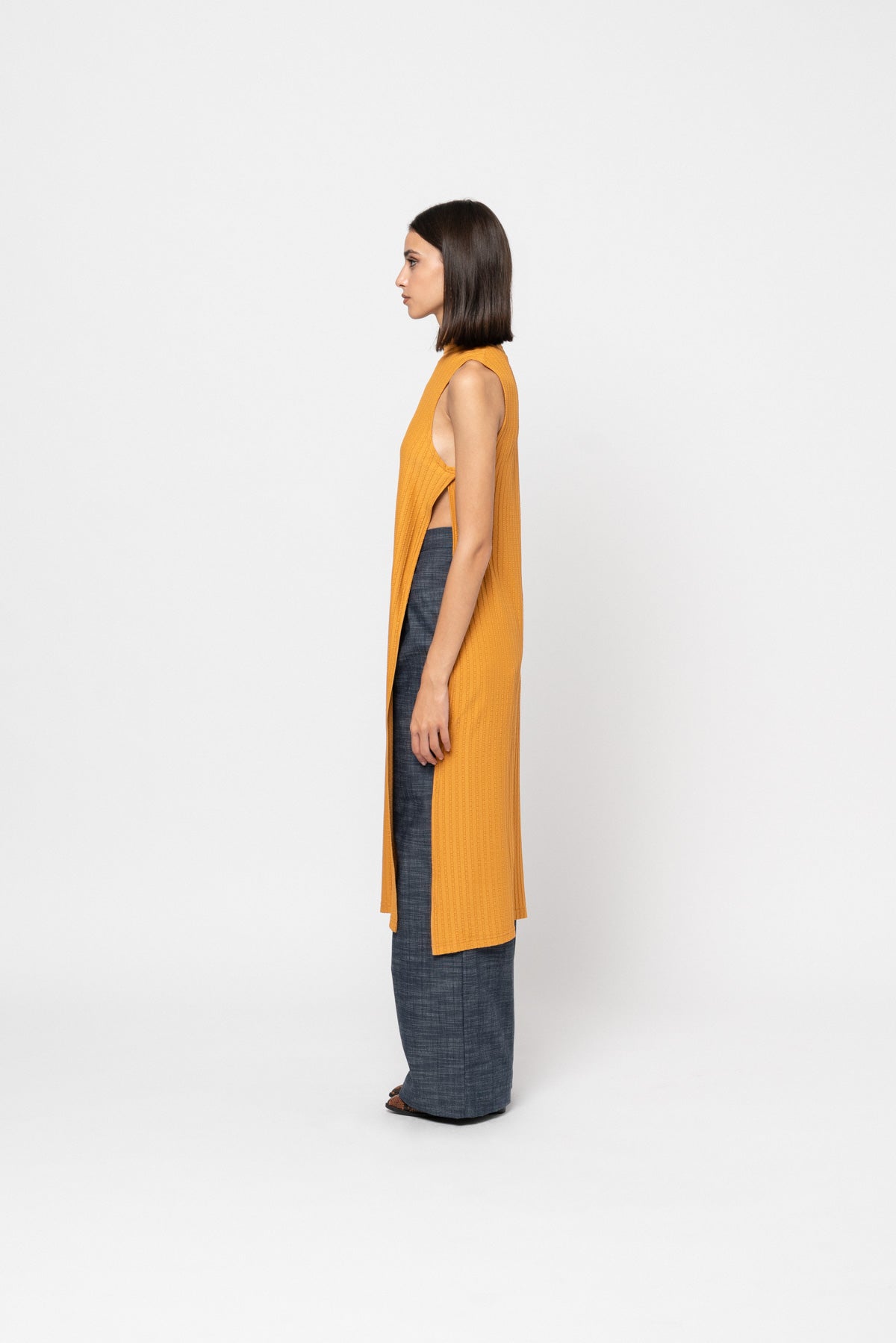 The Mustard Side-slit Turtleneck