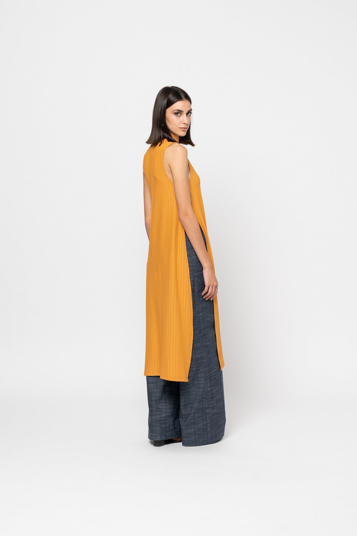 The Mustard Side-slit Turtleneck