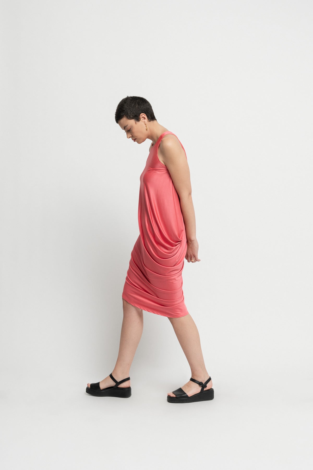 Side Drape Coral Dress