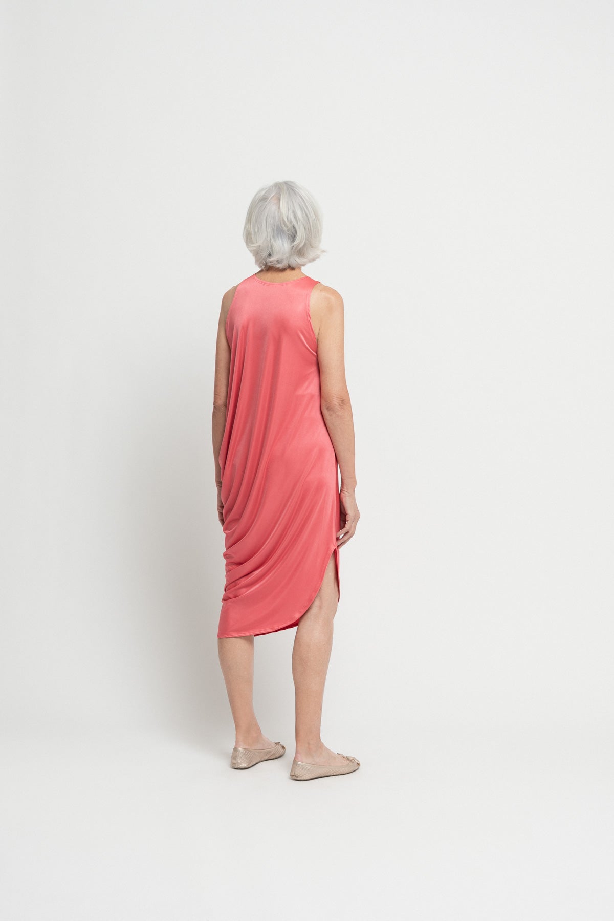 Side Drape Coral Dress