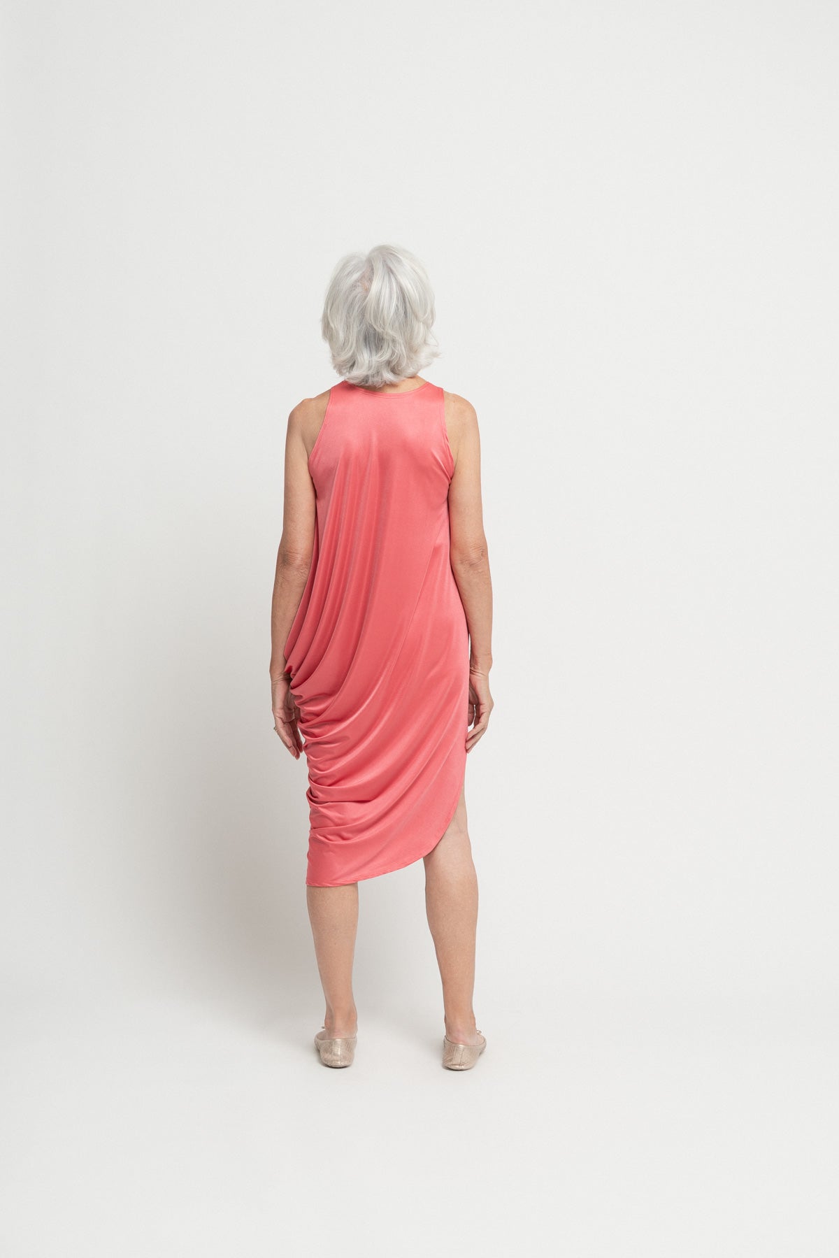 Side Drape Coral Dress