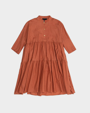 Brown Long Two Ruffle Dress