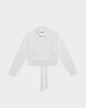 White Ruptured cropped Shirt